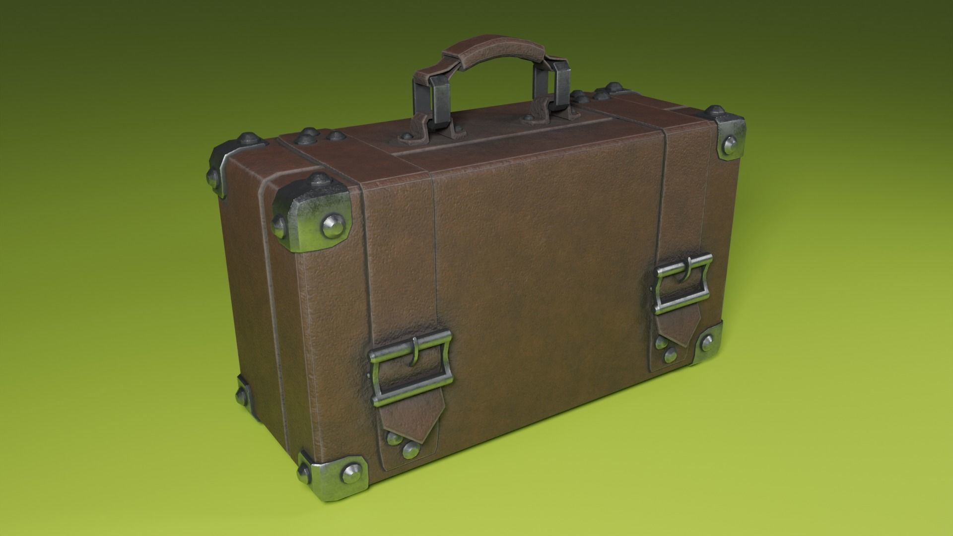 Lowpoly PBR leather suitcase game ready Free low-poly 3D model_2