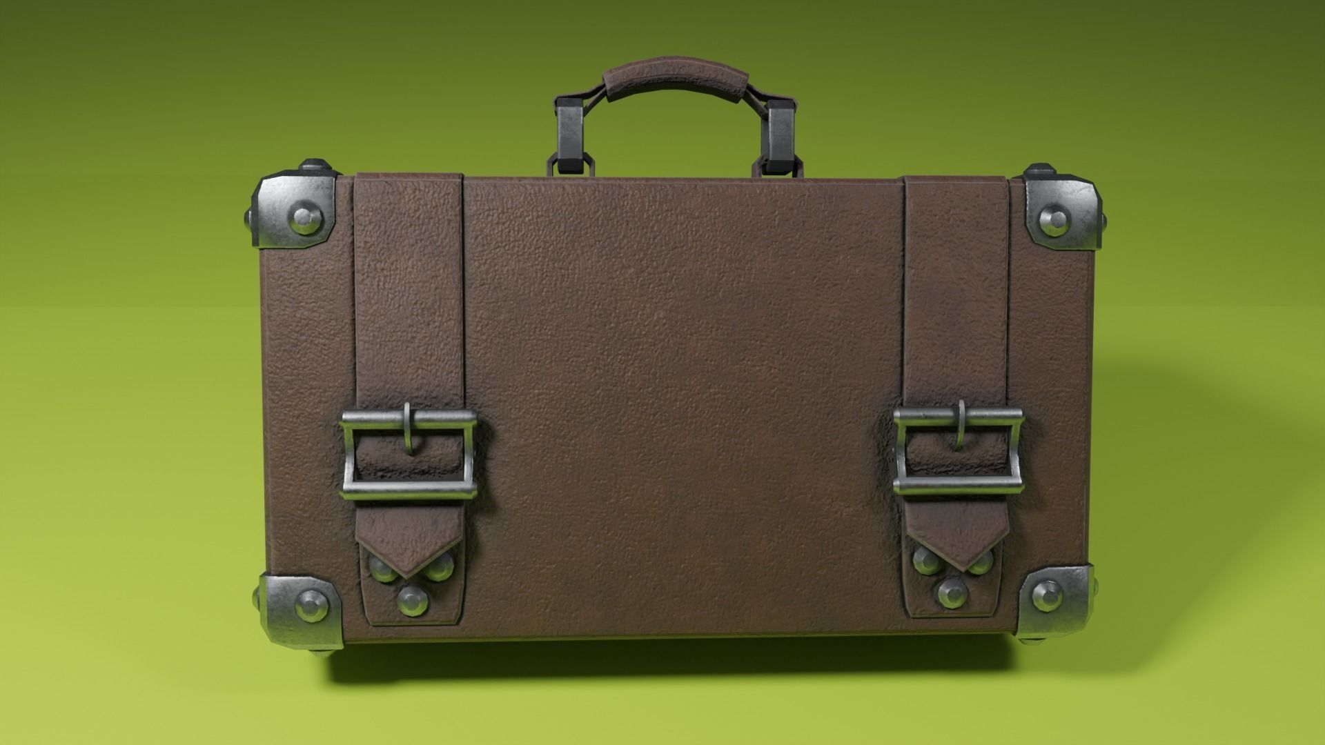 Lowpoly PBR leather suitcase game ready Free low-poly 3D model_3