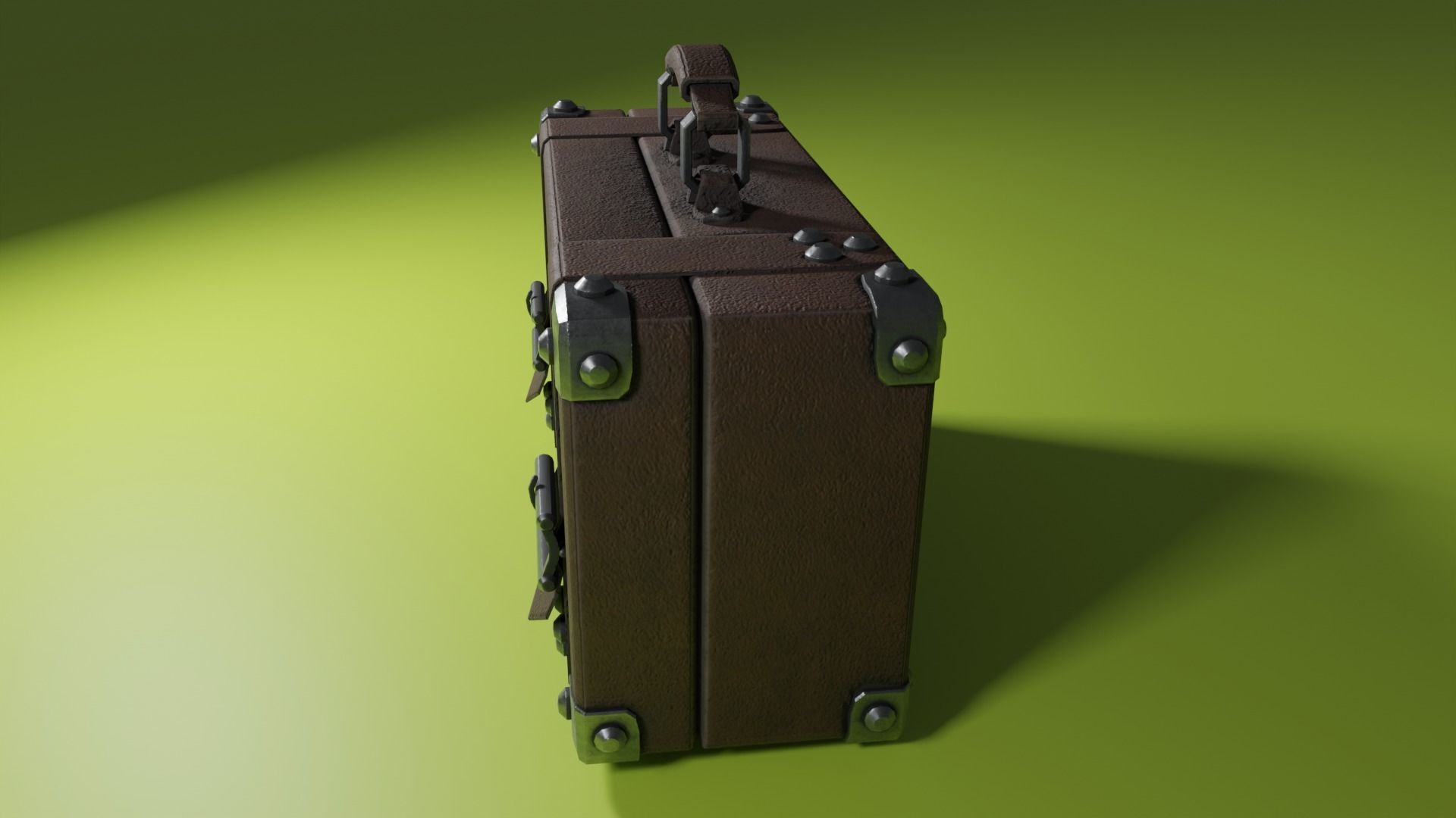 Lowpoly PBR leather suitcase game ready Free low-poly 3D model_1