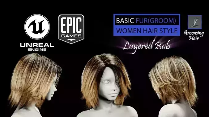 Layered Bob Grooming Unreal Engine 4