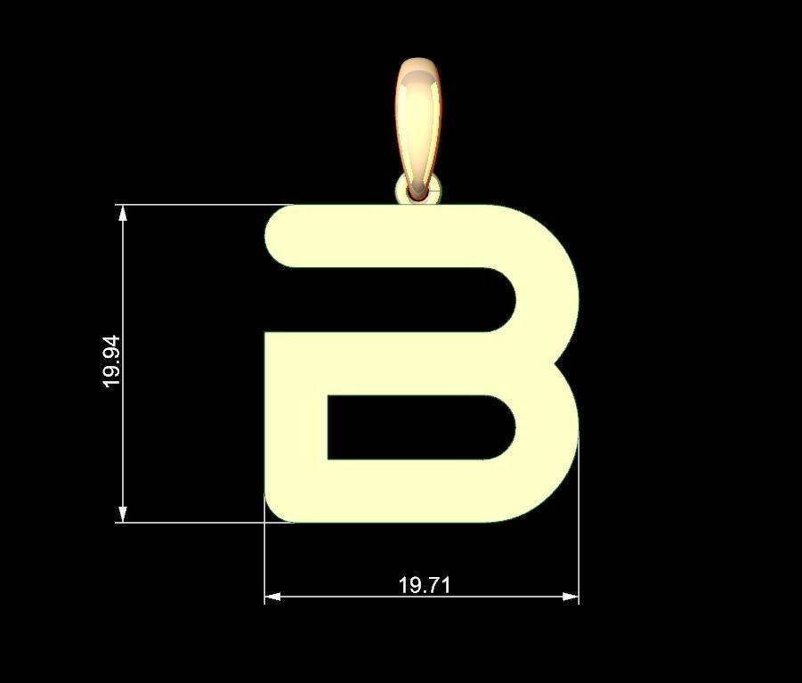Initial Letters Pendant Gerth B 3D print model_5