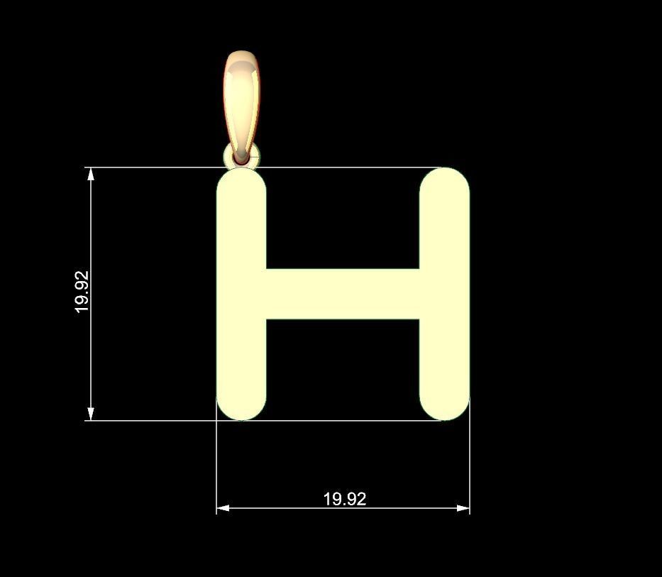 Initial Letters Pendant Gerth H 3D print model_4