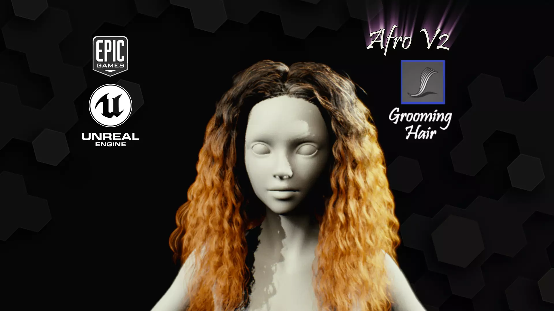 Afro V2 Grooming Real-Time Hairstyle Unreal Engine 4 Low-poly 3D model_0