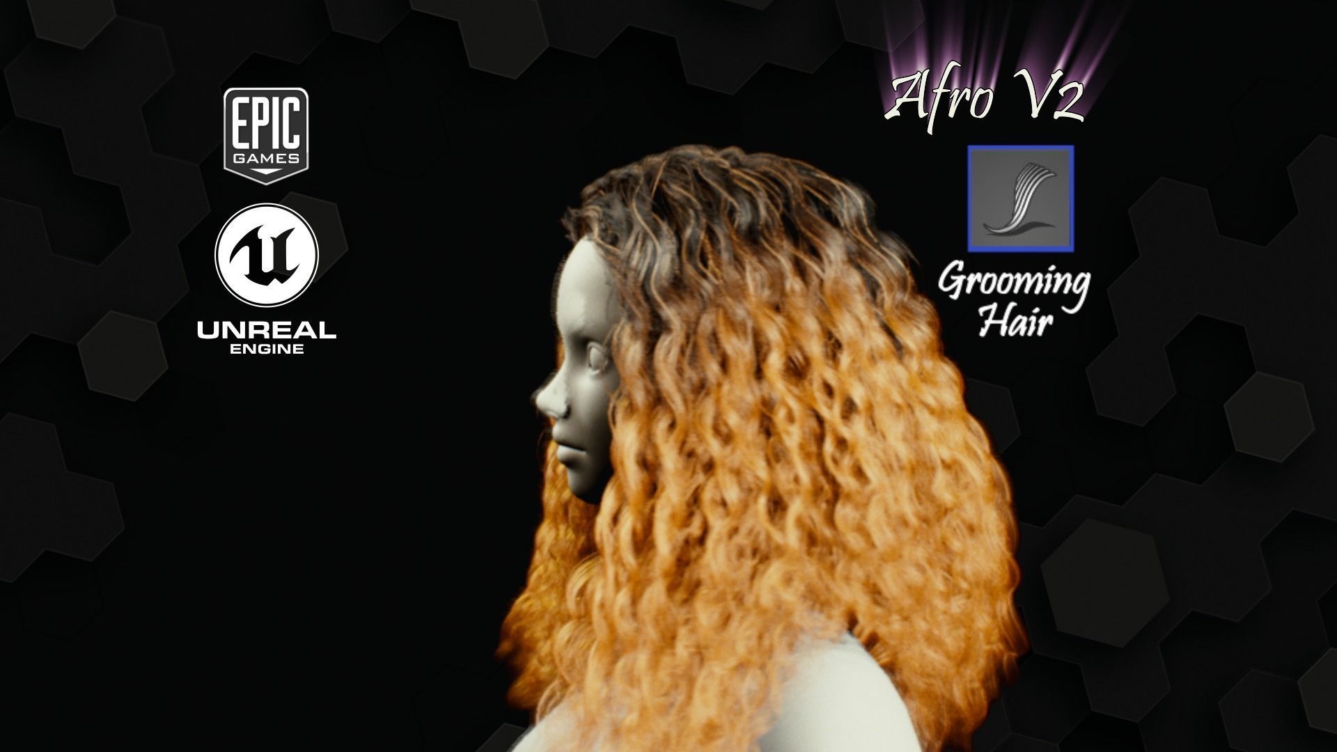 Afro V2 Grooming Real-Time Hairstyle Unreal Engine 4 Low-poly 3D model_4