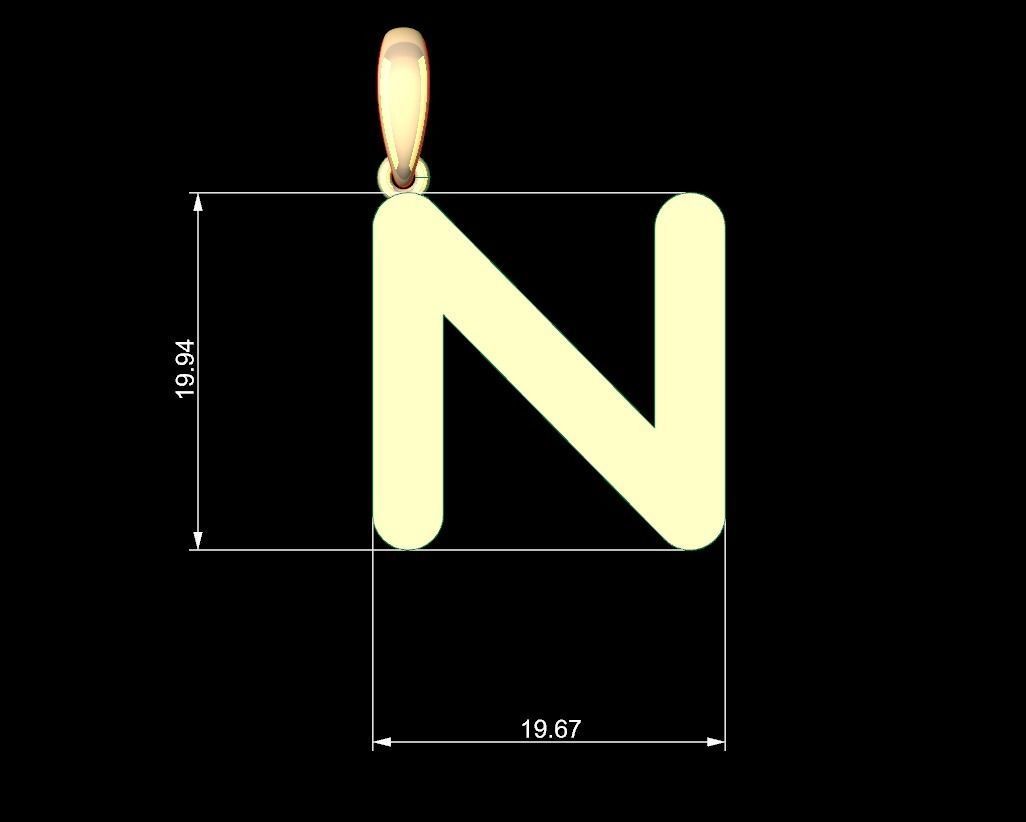 Initial Letters Pendant Gerth N 3D print model_4