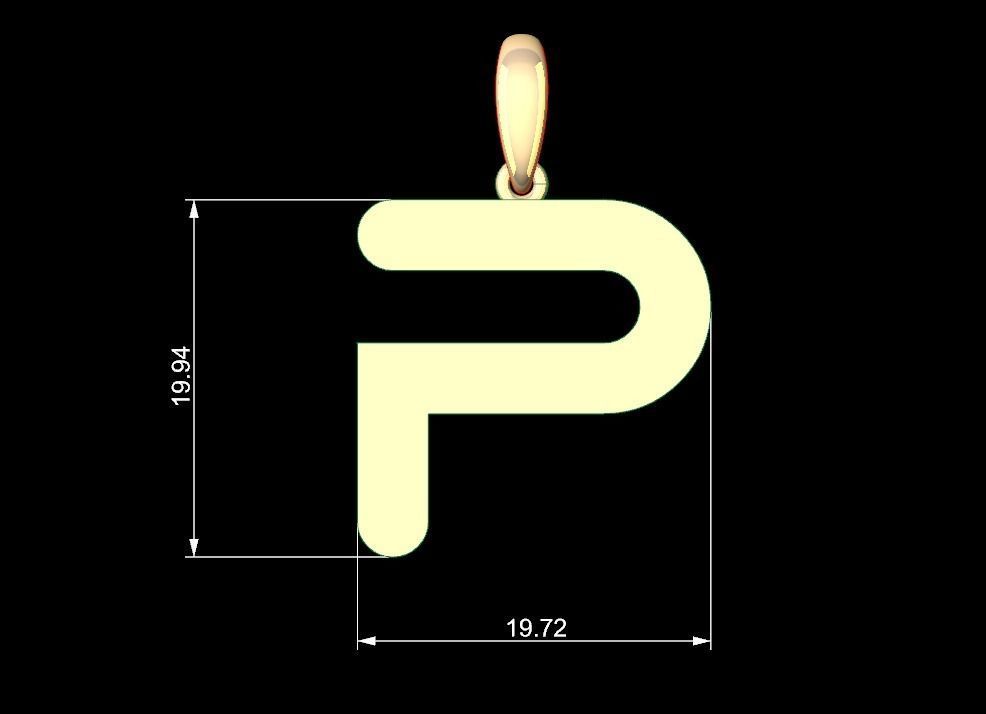 Initial Letters Pendant Gerth P 3D print model_4