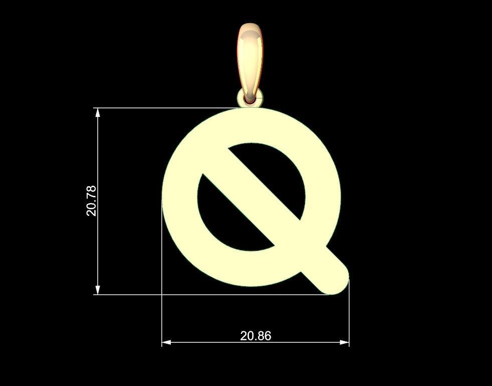 Initial Letters Pendant Gerth Q 3D print model_4