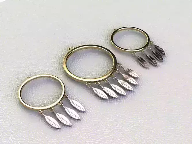 Set S 10 dreamcatcher hoop earrings 3D print model
