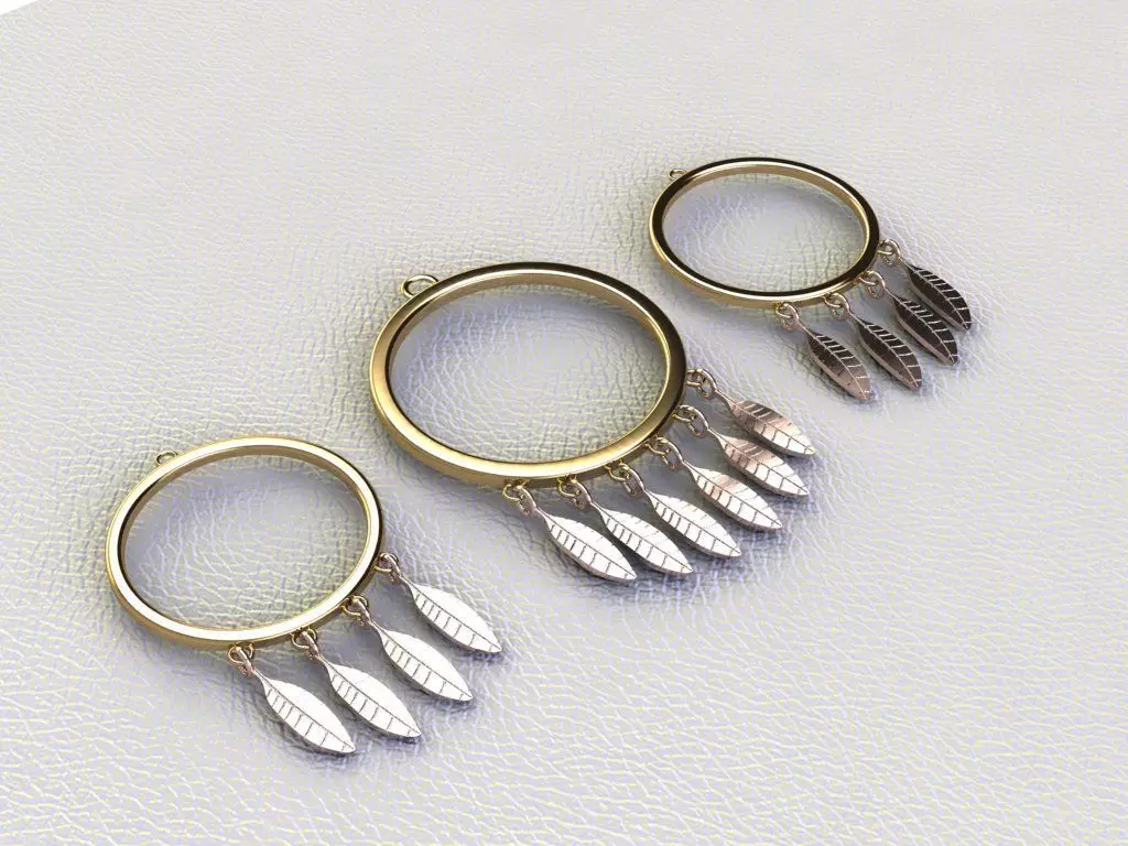 Set S 10 dreamcatcher hoop earrings 3D print model_0