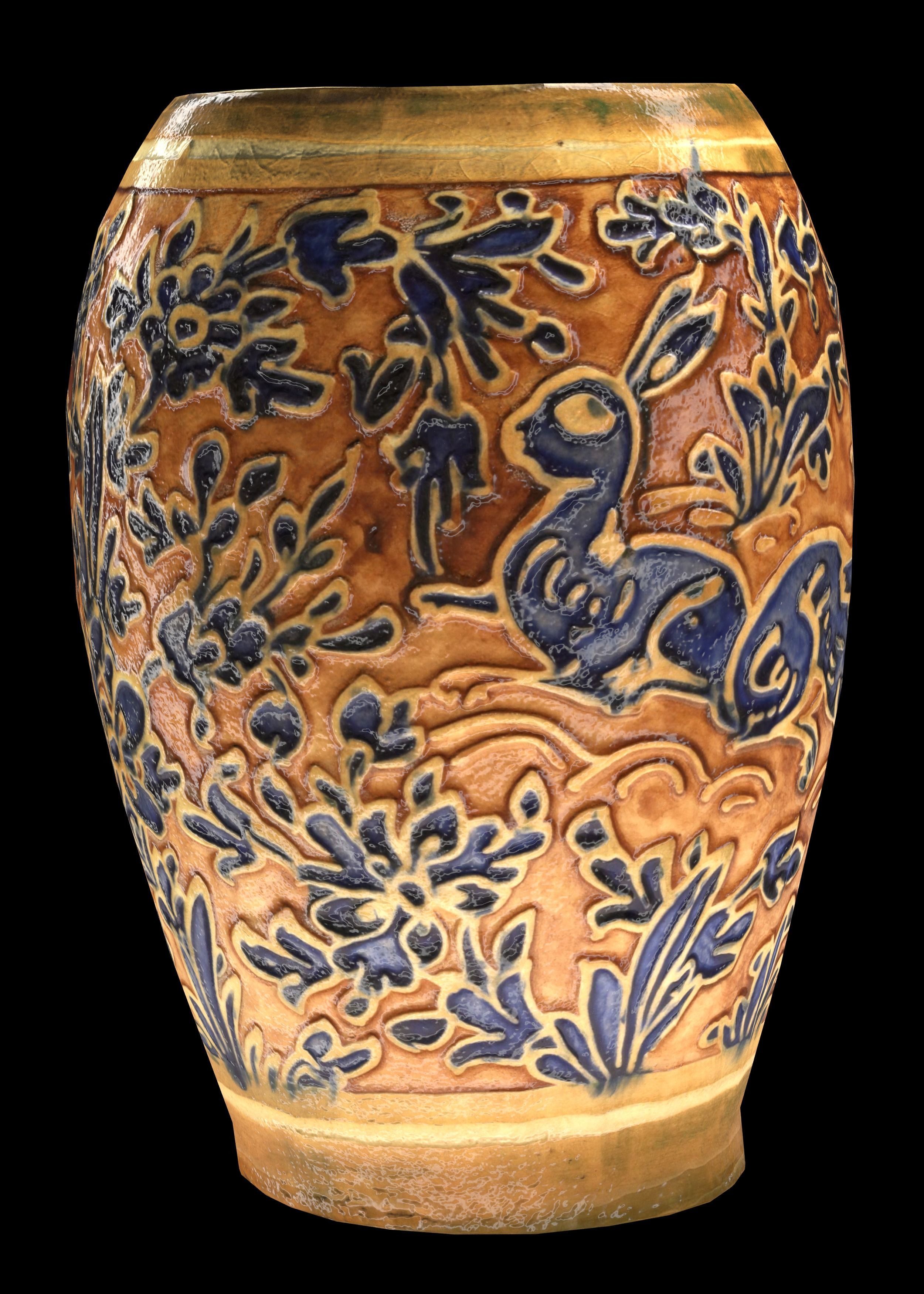 set of persian pottery Low-poly 3D model_11