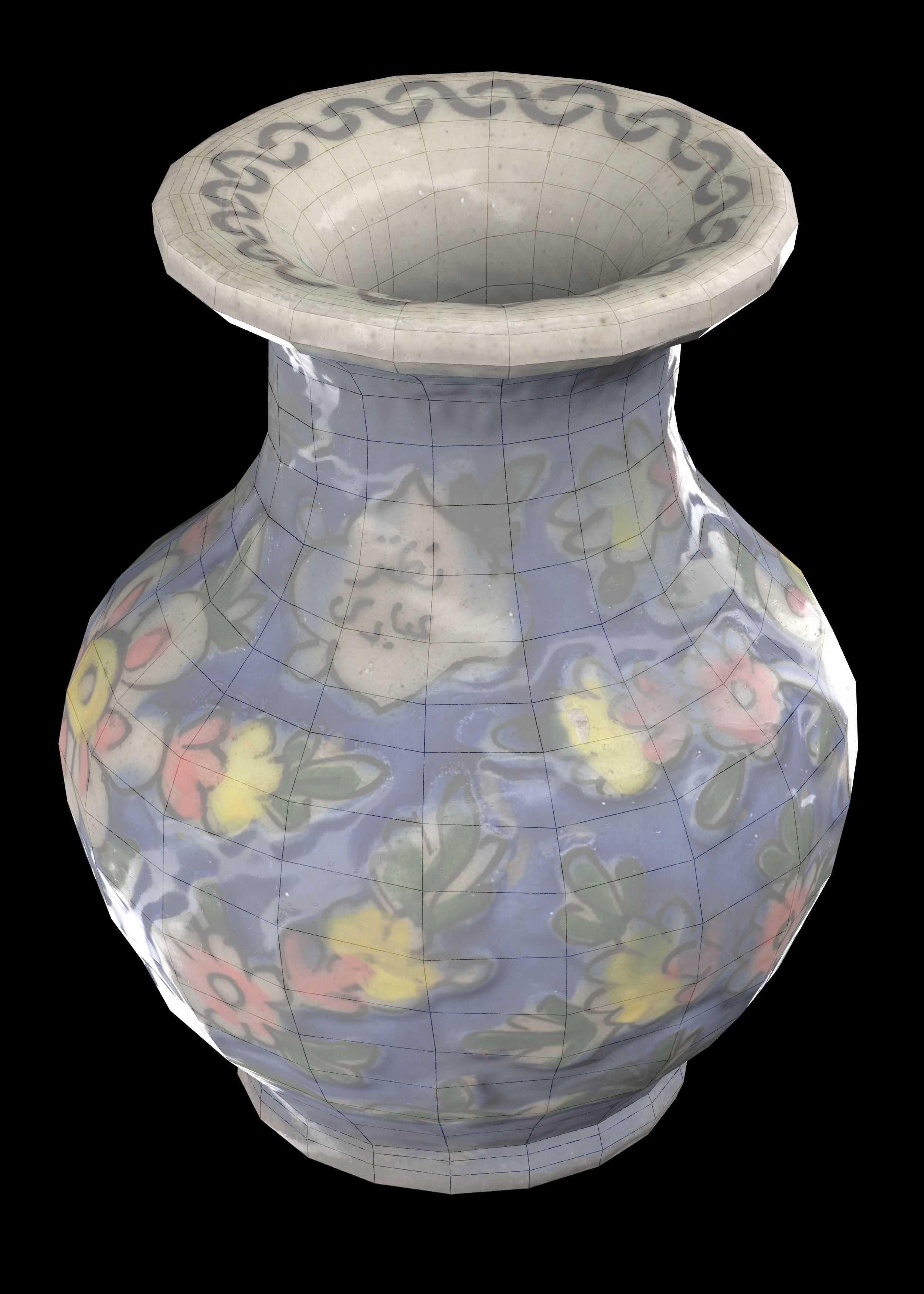 set of persian pottery Low-poly 3D model_17