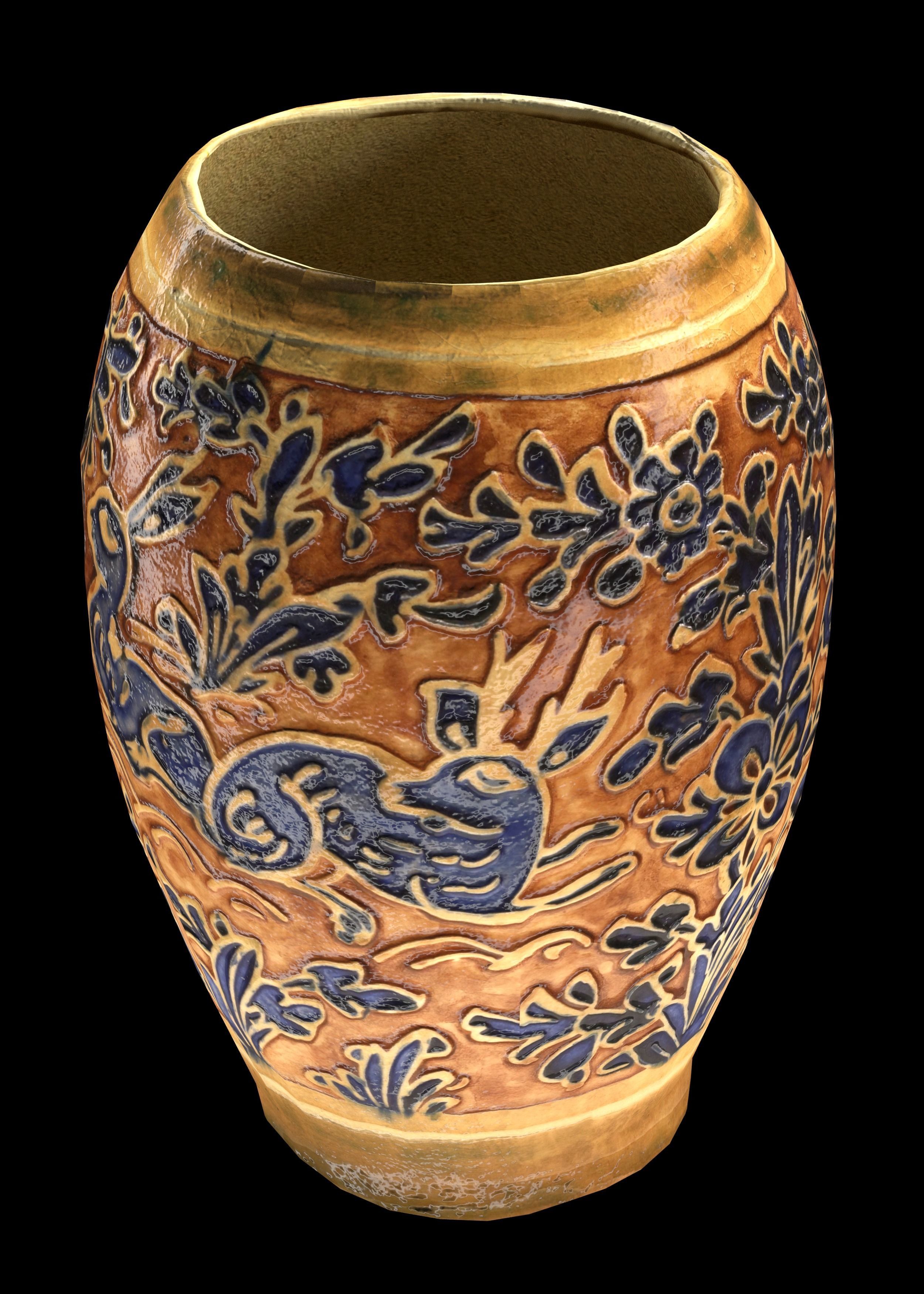 set of persian pottery Low-poly 3D model_10