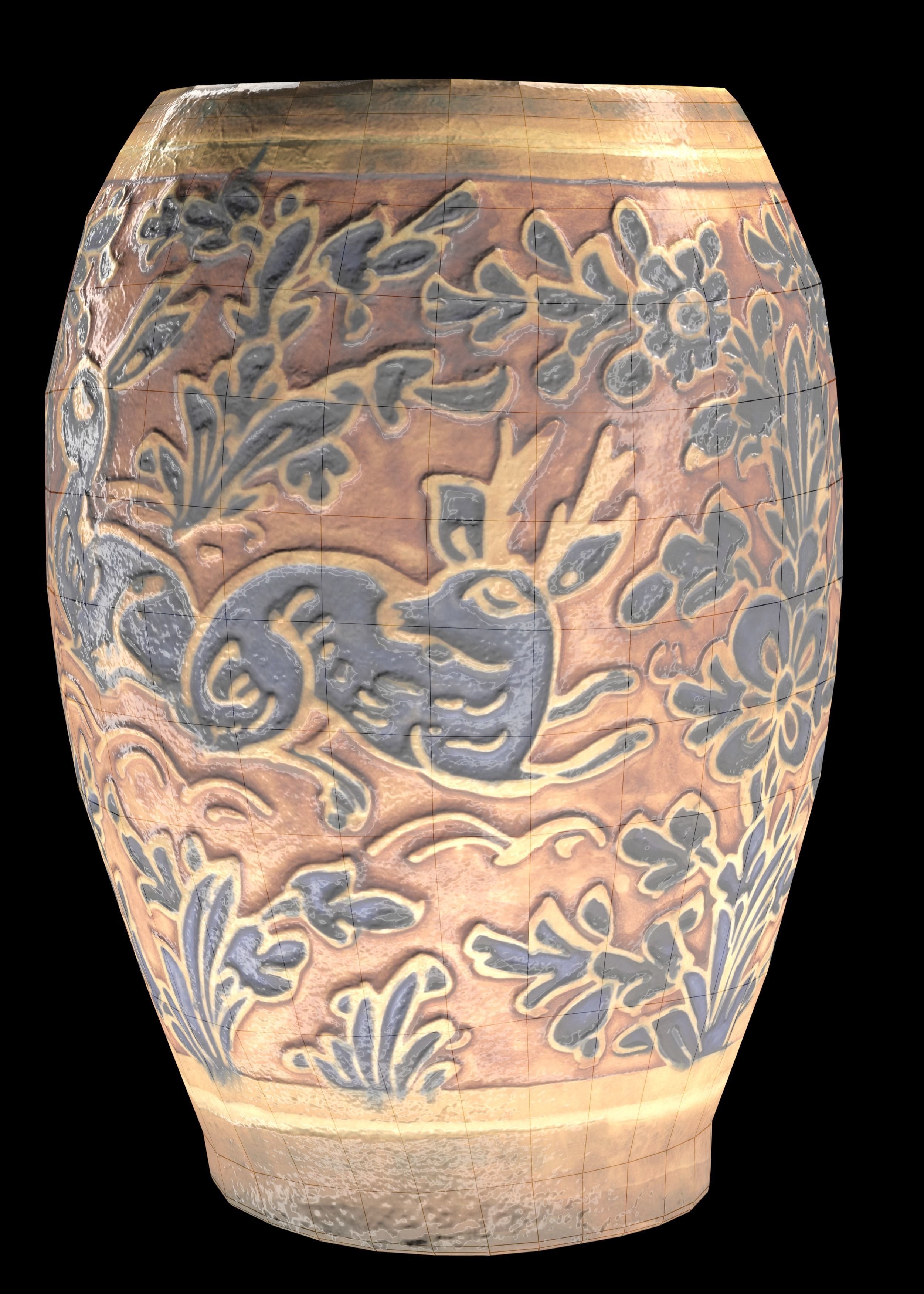 set of persian pottery Low-poly 3D model_12