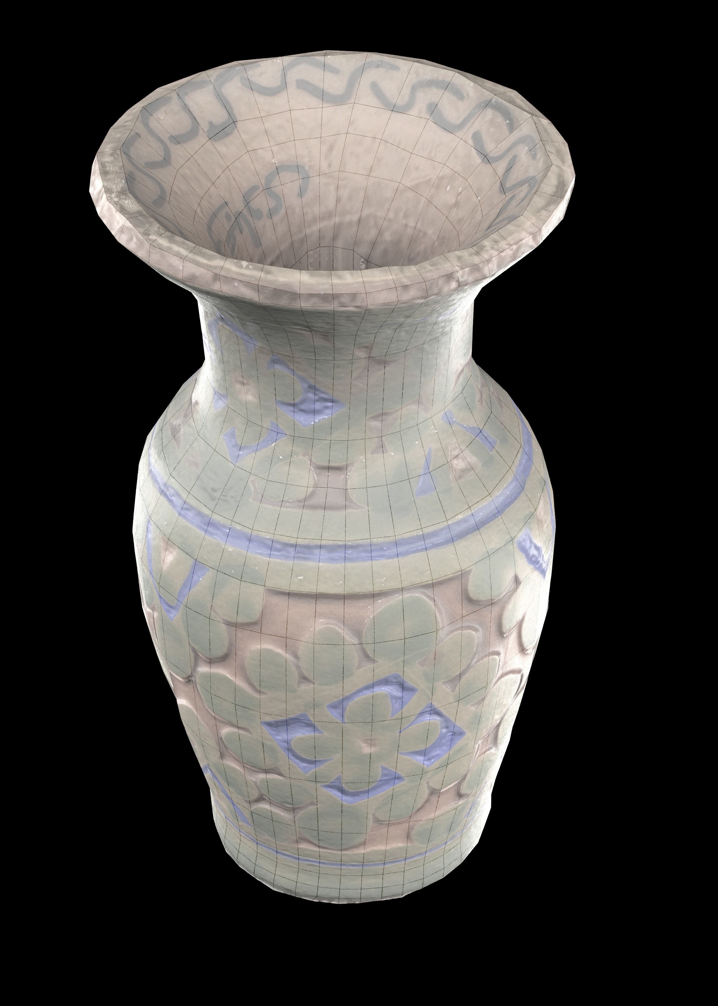set of persian pottery Low-poly 3D model_14