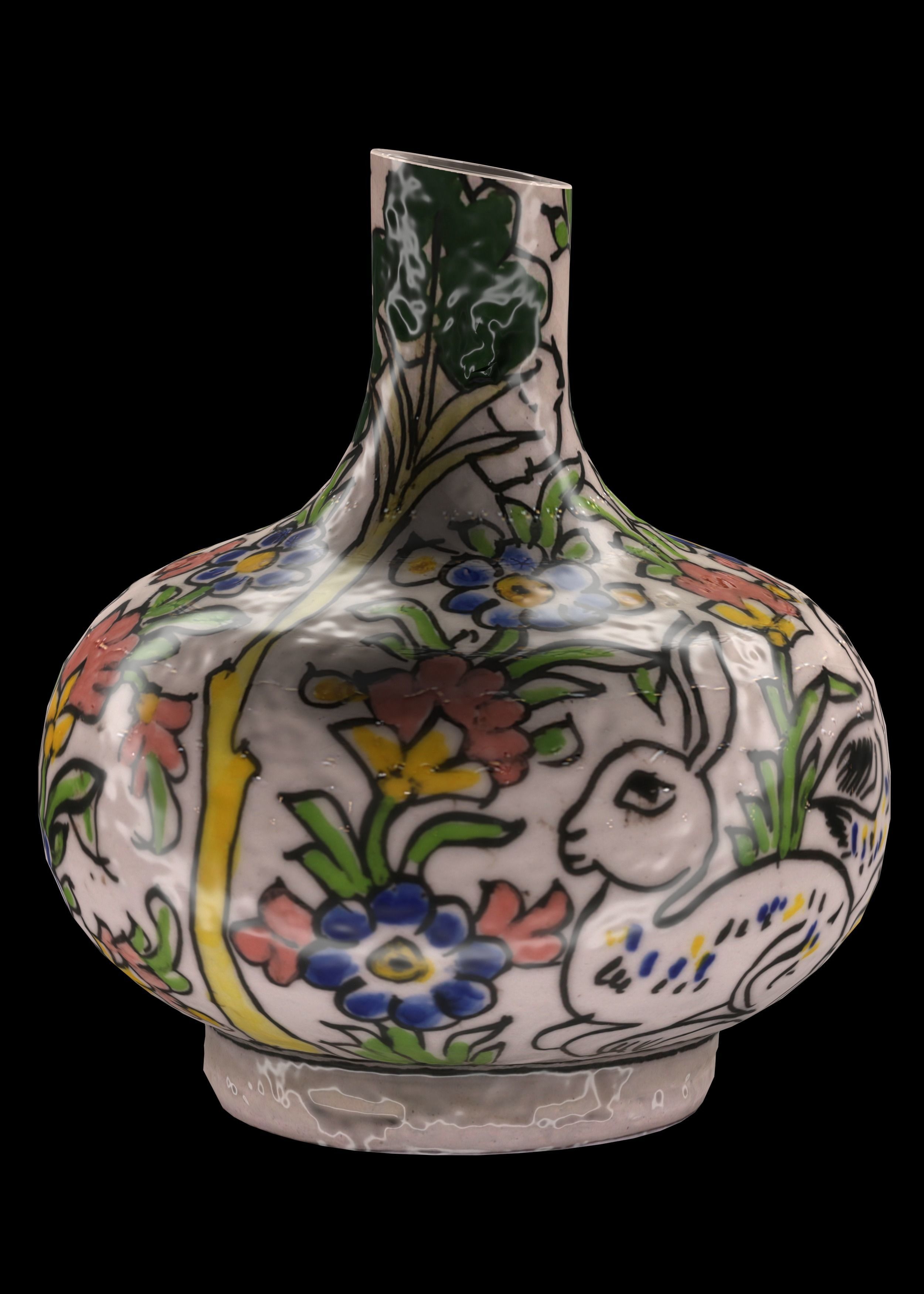 set of persian pottery Low-poly 3D model_8