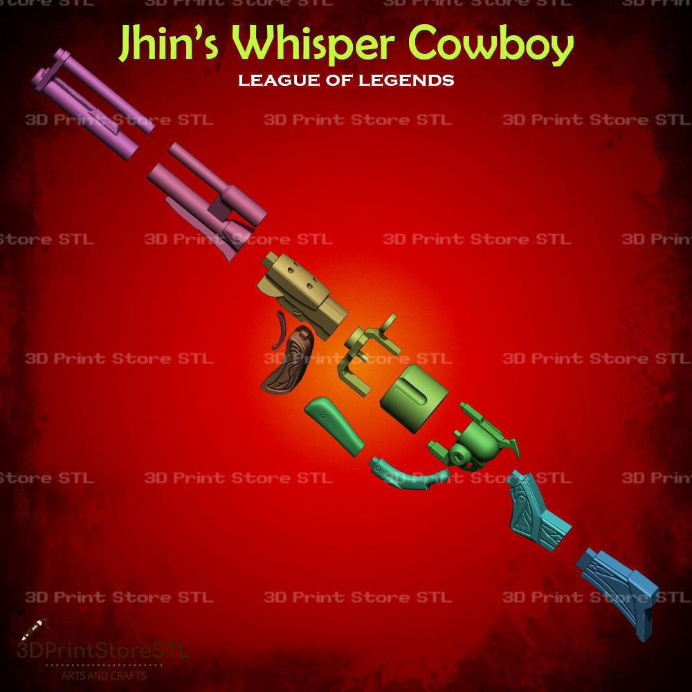 High Noon Whisper Cowboy Cosplay League of Legends - STL File 3D print model_2
