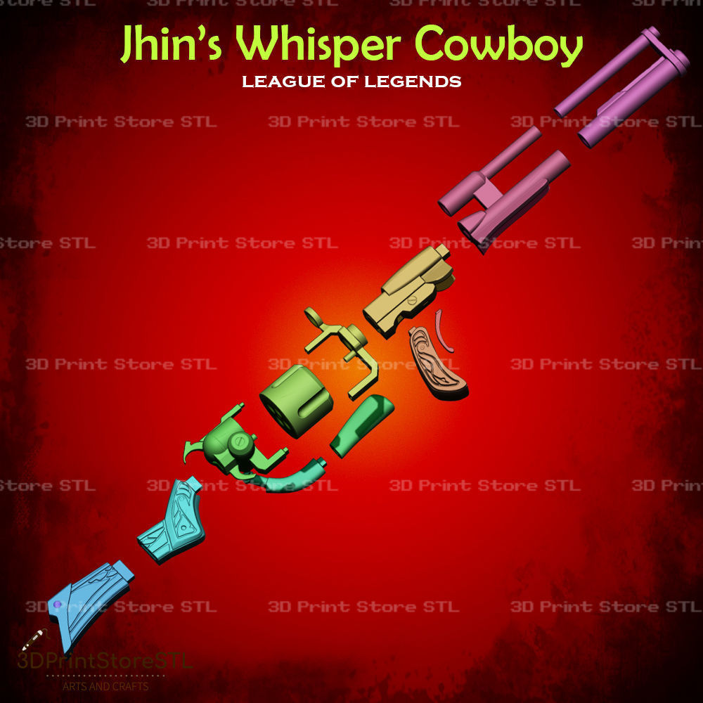 High Noon Whisper Cowboy Cosplay League of Legends - STL File 3D print model_3