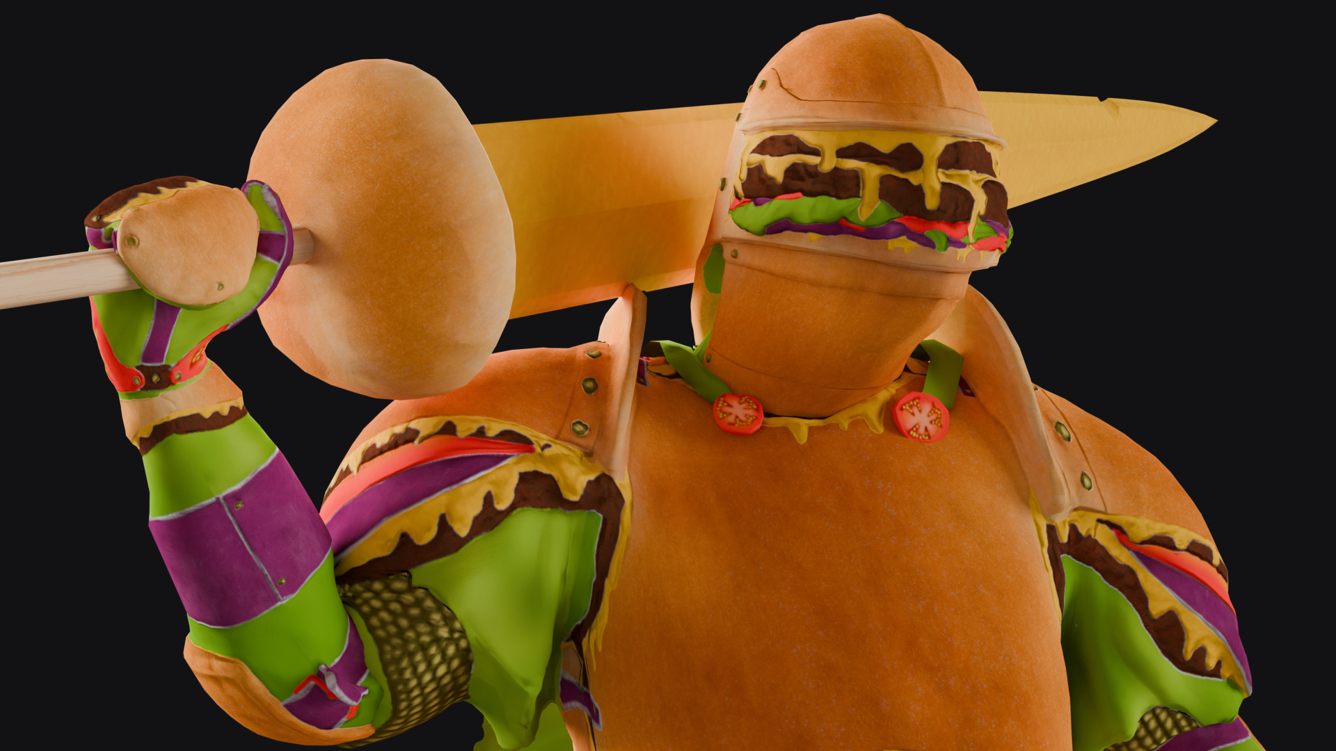 Burger Knight - Game Ready Asset Low-poly 3D model_4