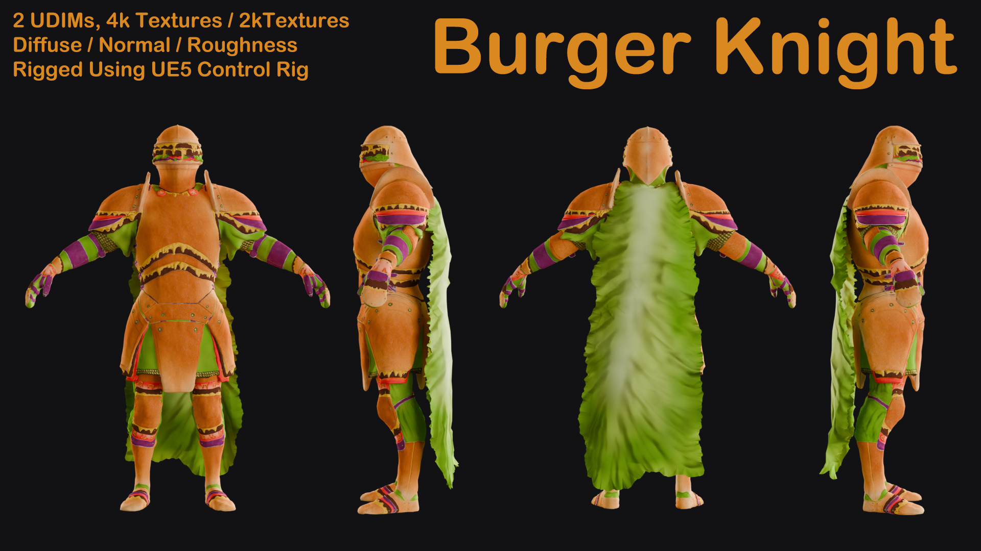 Burger Knight - Game Ready Asset Low-poly 3D model_5