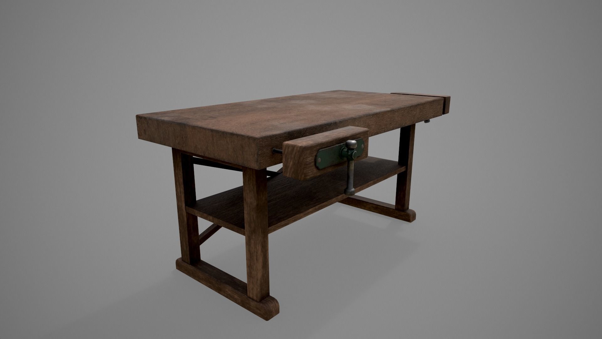 Wood Workbench Low-poly 3D model_6