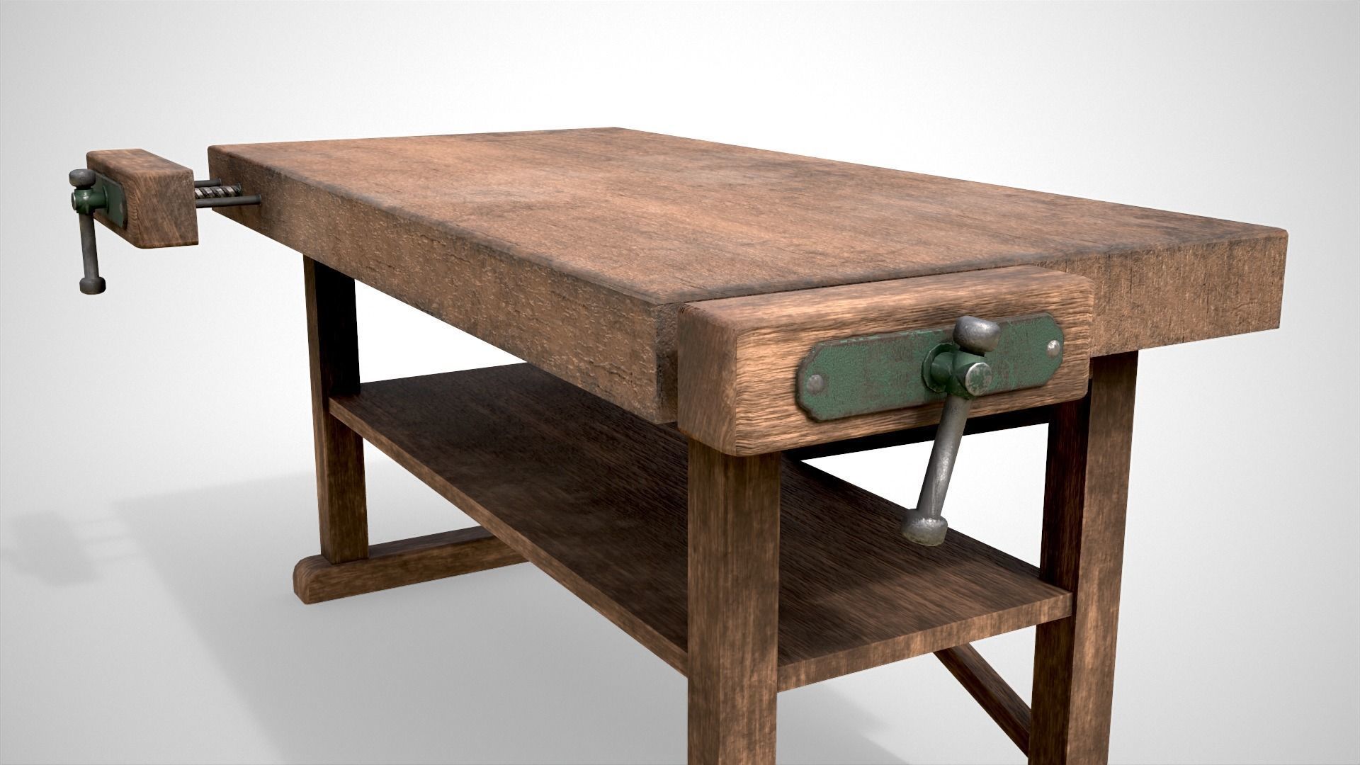 Wood Workbench Low-poly 3D model_2