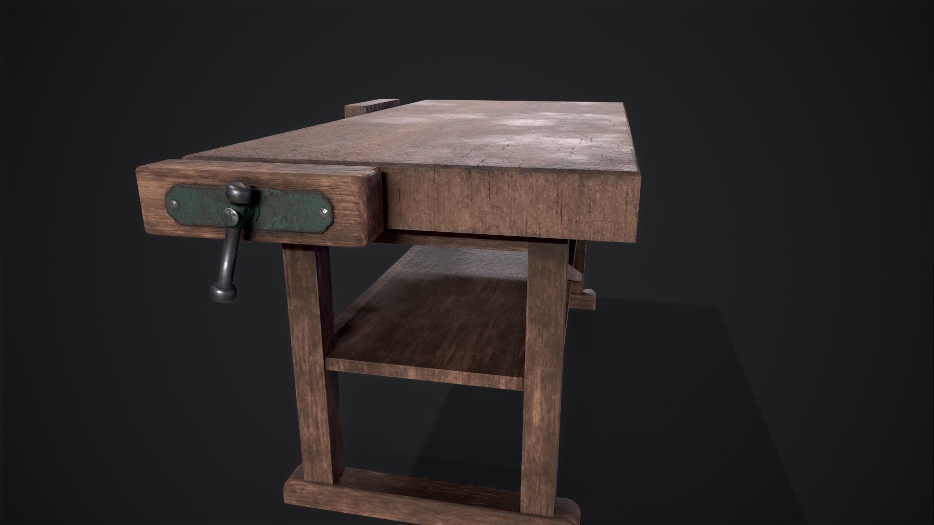 Wood Workbench Low-poly 3D model_4