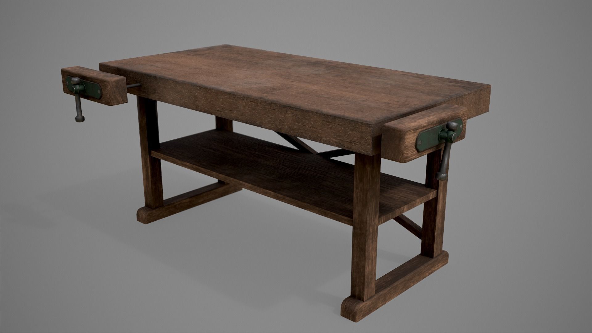Wood Workbench Low-poly 3D model_8