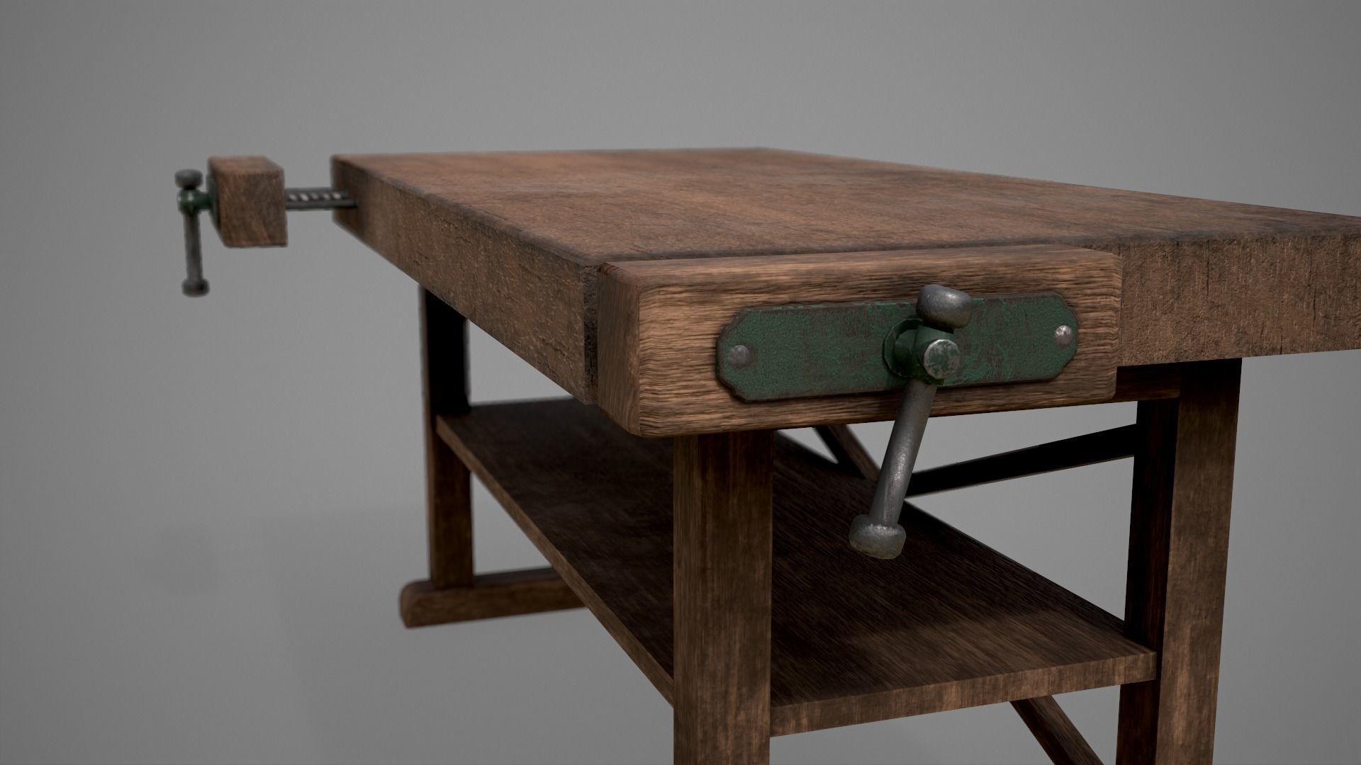 Wood Workbench Low-poly 3D model_7
