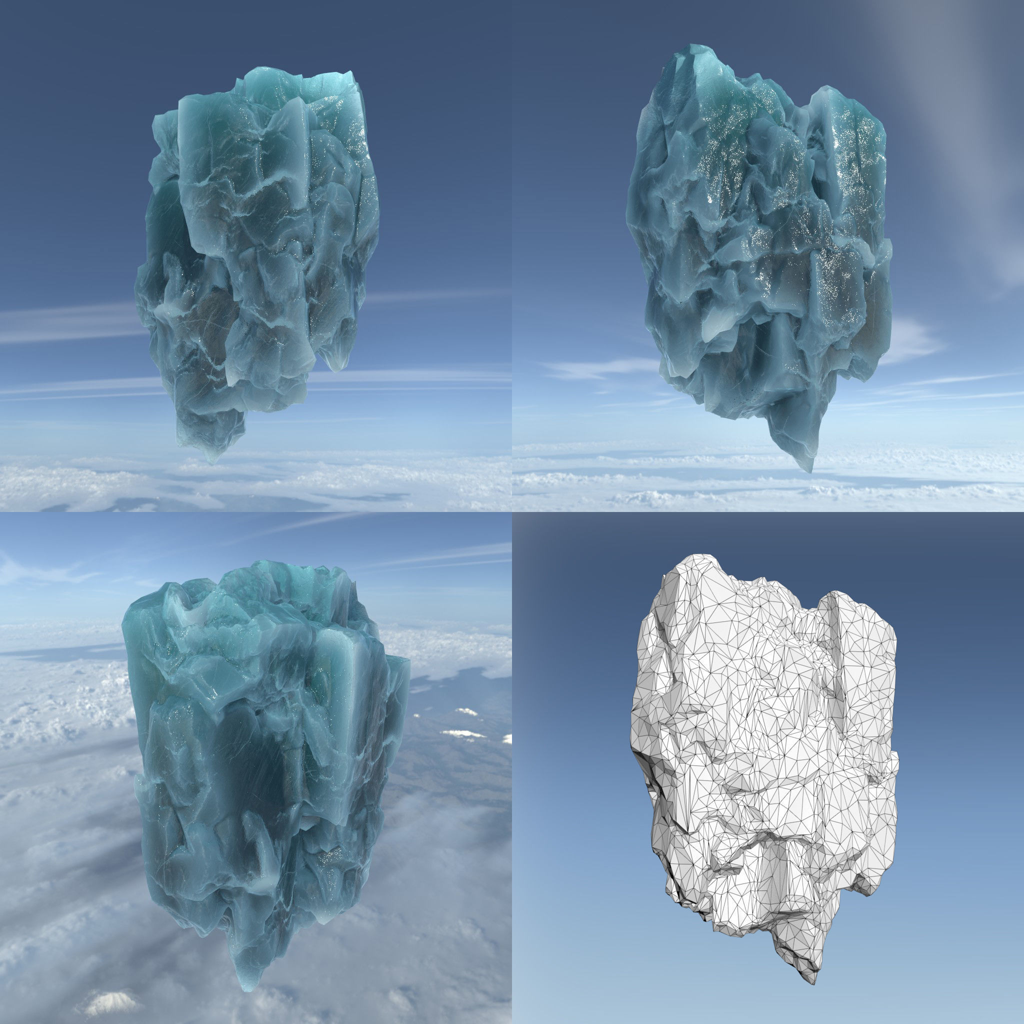 Low poly Floating Frozen Iceberg 211207 Low-poly 3D model_20