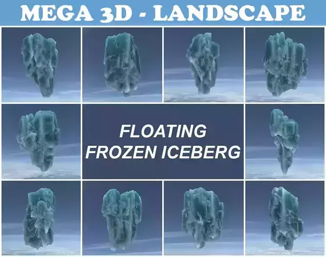 Low poly Floating Frozen Iceberg 211207 Low-poly 3D model