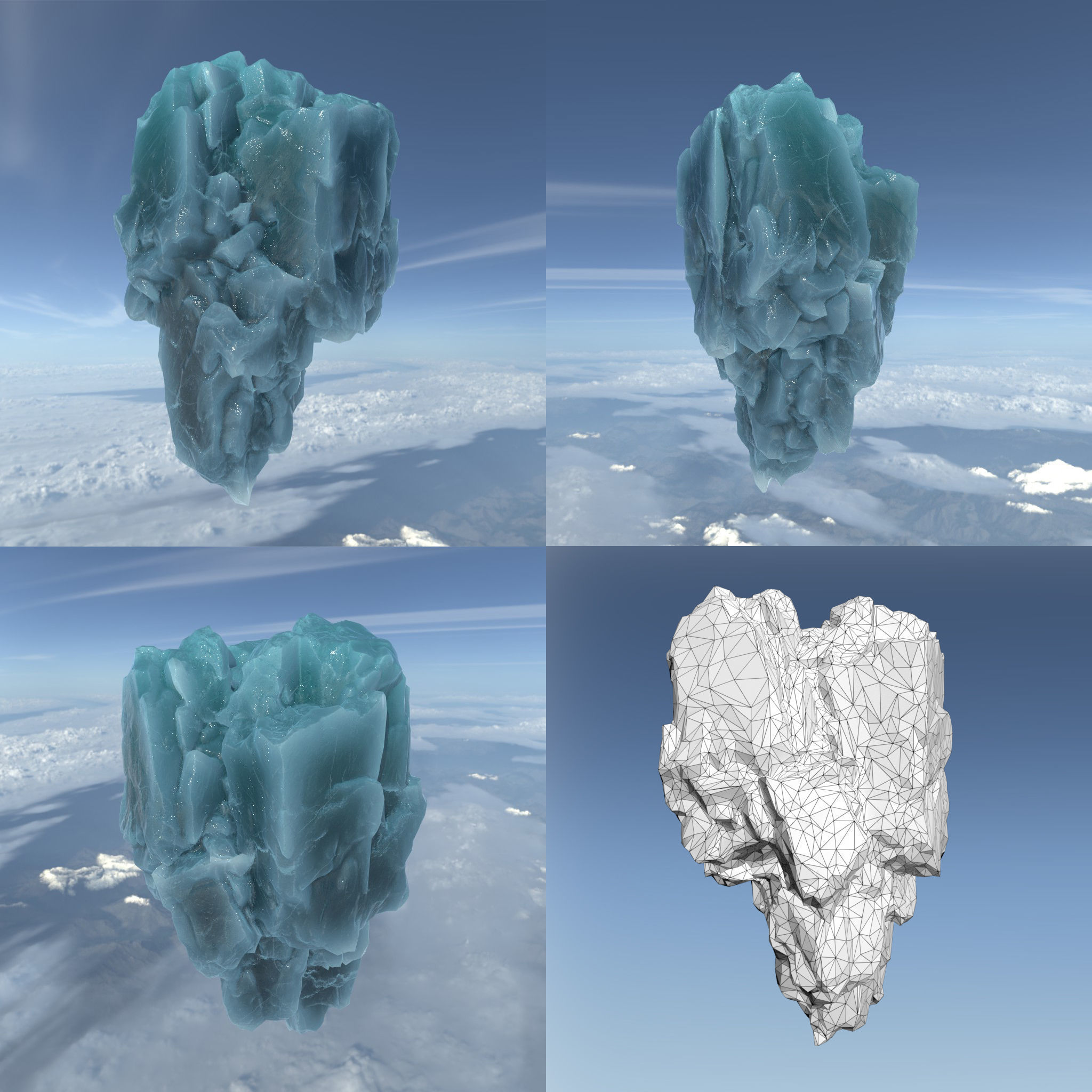 Low poly Floating Frozen Iceberg 211207 Low-poly 3D model_12