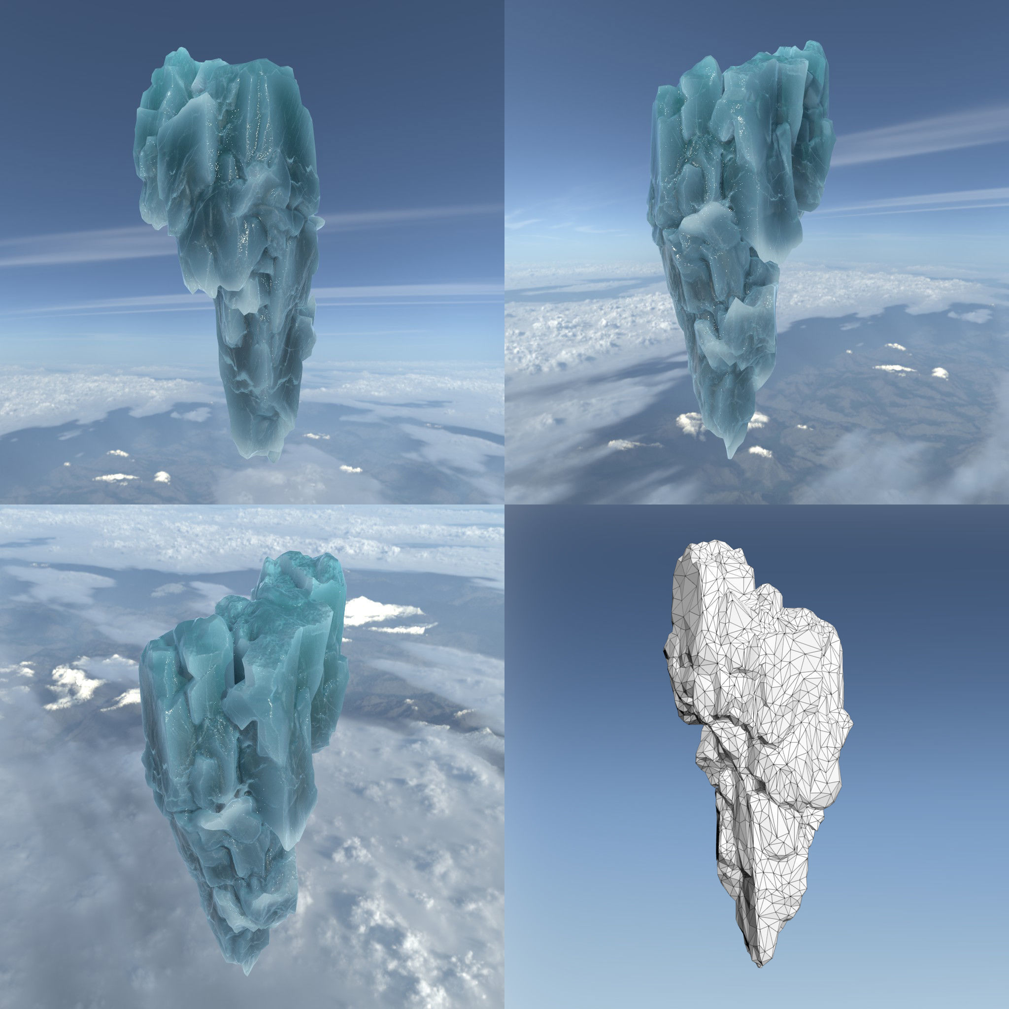 Low poly Floating Frozen Iceberg 211207 Low-poly 3D model_14