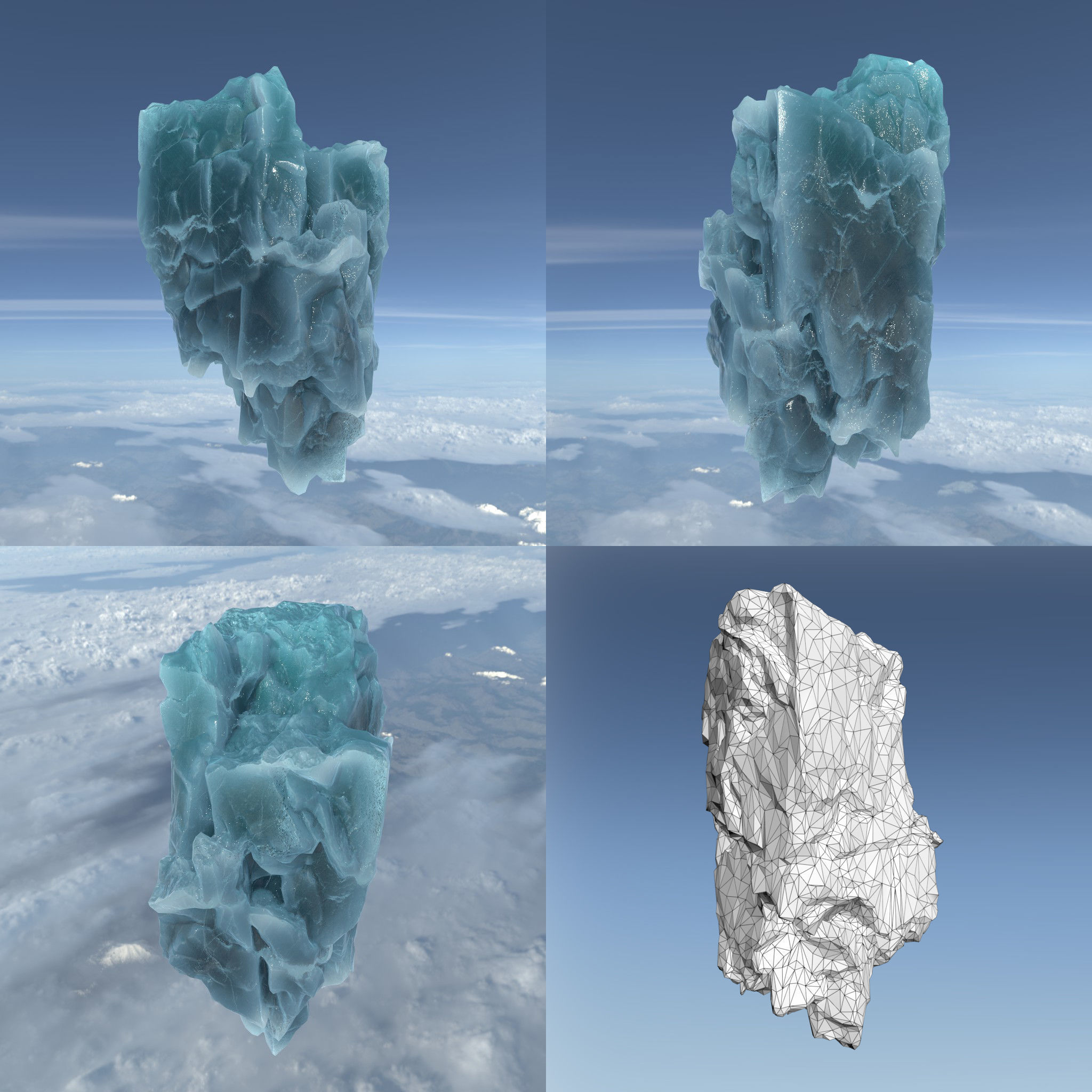Low poly Floating Frozen Iceberg 211207 Low-poly 3D model_2