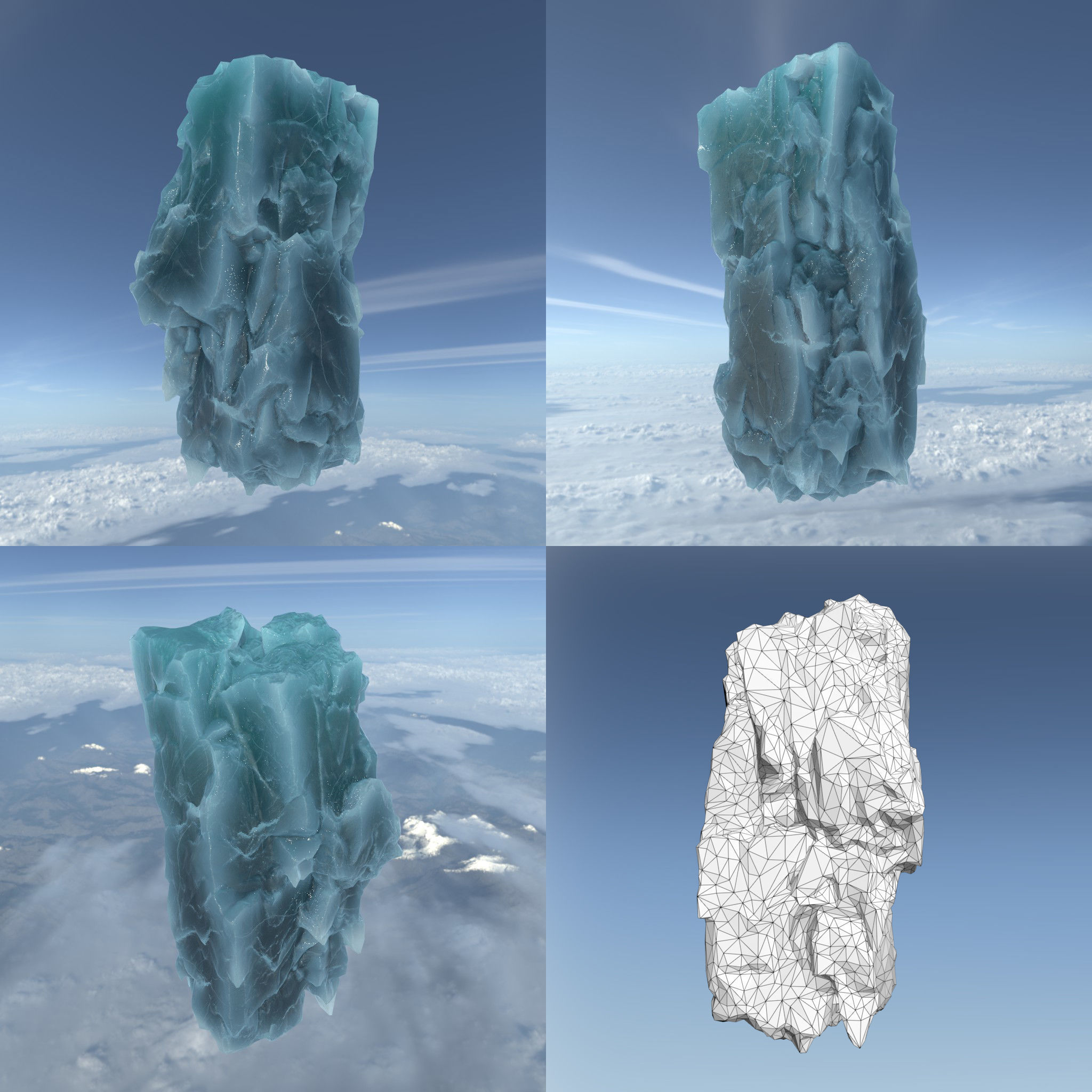 Low poly Floating Frozen Iceberg 211207 Low-poly 3D model_16