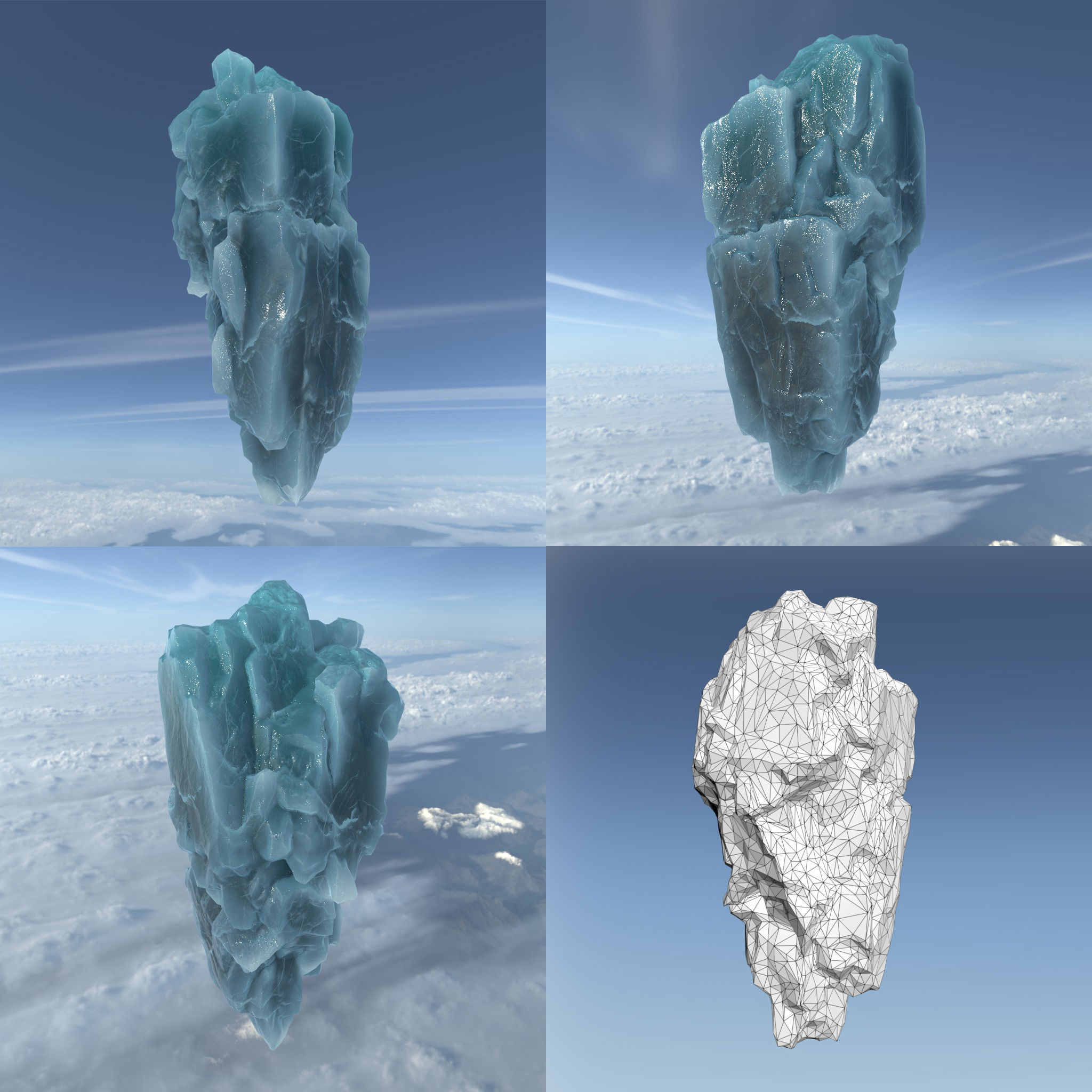 Low poly Floating Frozen Iceberg 211207 Low-poly 3D model_8
