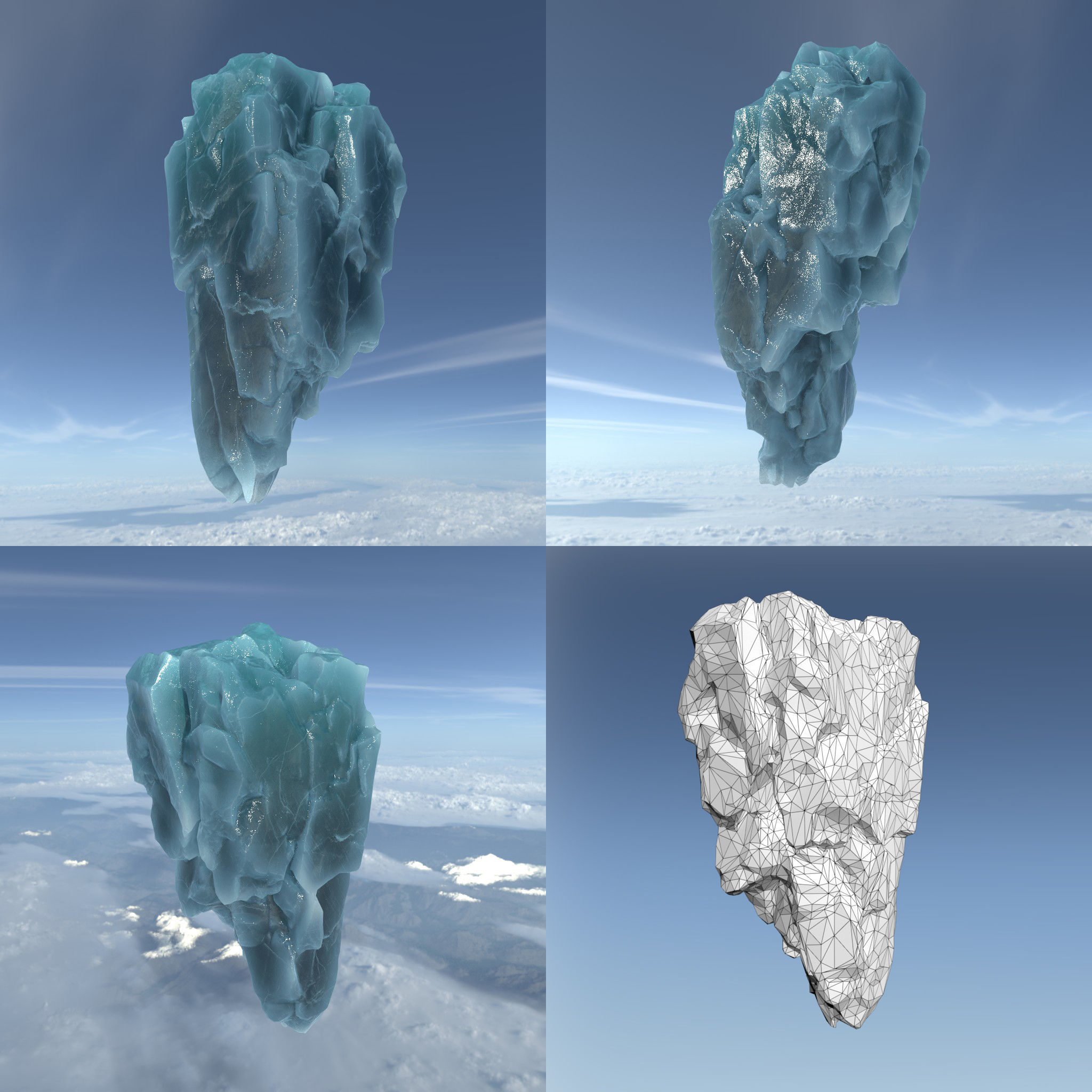 Low poly Floating Frozen Iceberg 211207 Low-poly 3D model_4