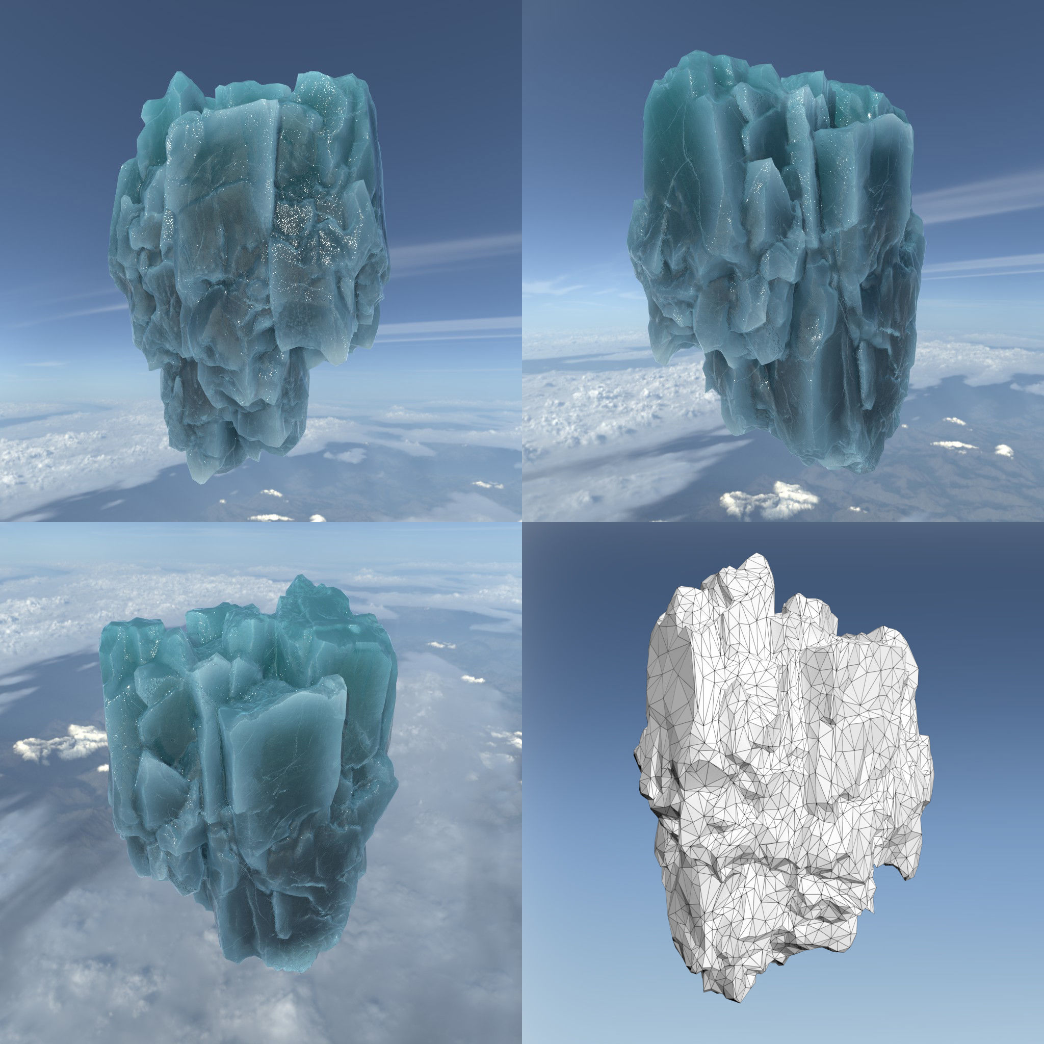 Low poly Floating Frozen Iceberg 211207 Low-poly 3D model_10