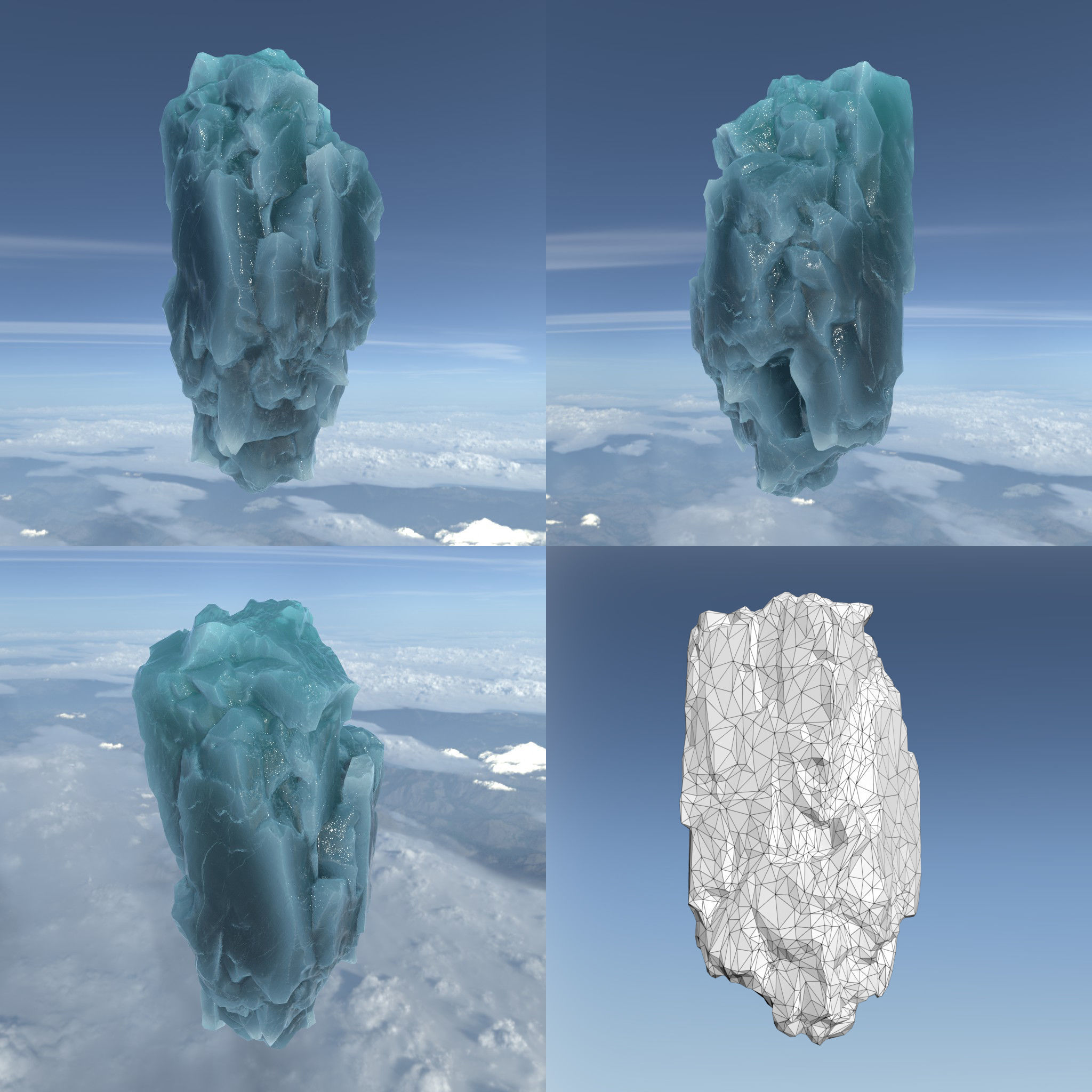 Low poly Floating Frozen Iceberg 211207 Low-poly 3D model_6