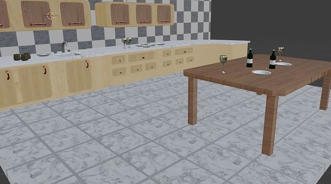 Kitchen Classic low poly Kitchen Low-poly 3D model