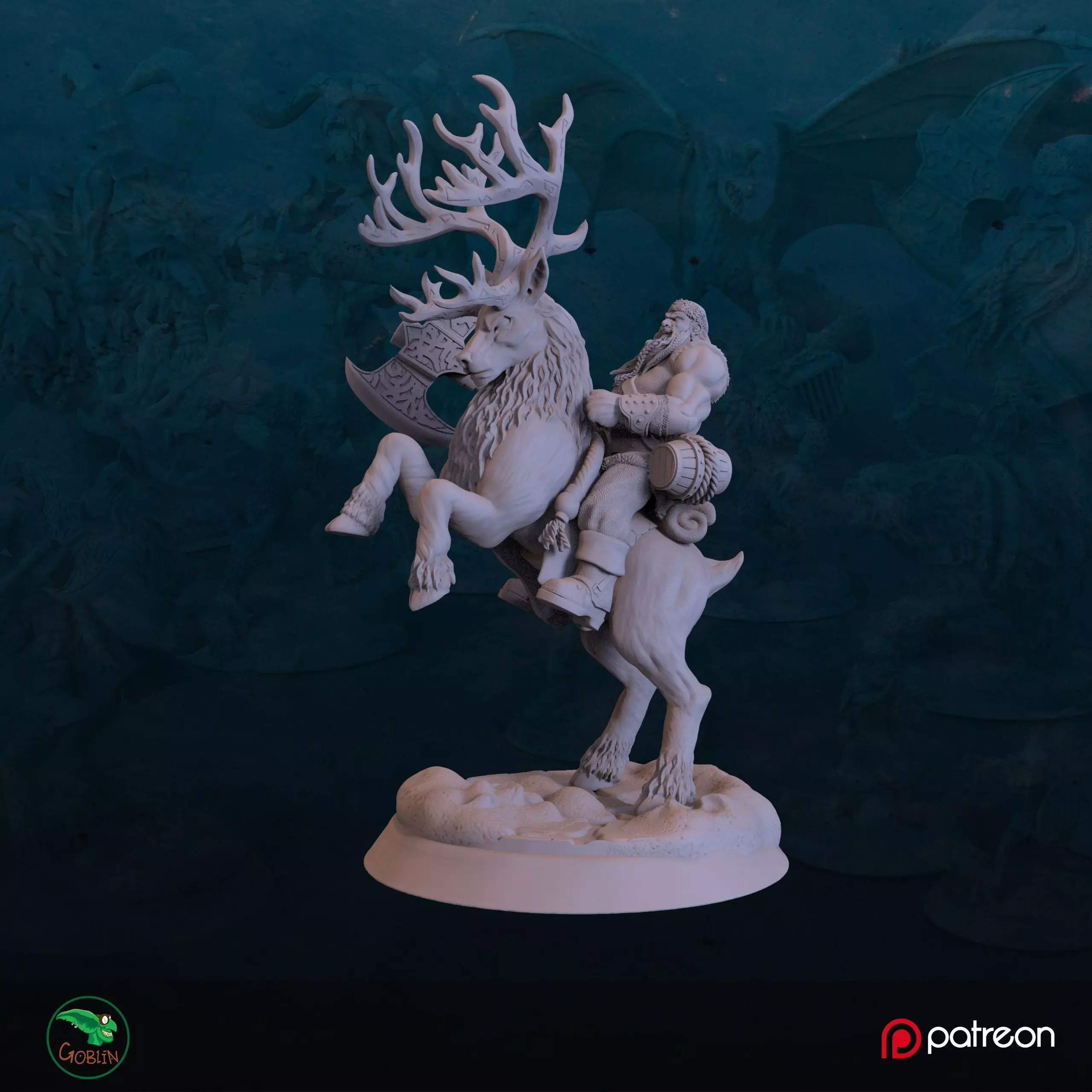 Santa Barbarian w Mount - Christmans Hunt 3D print model_0