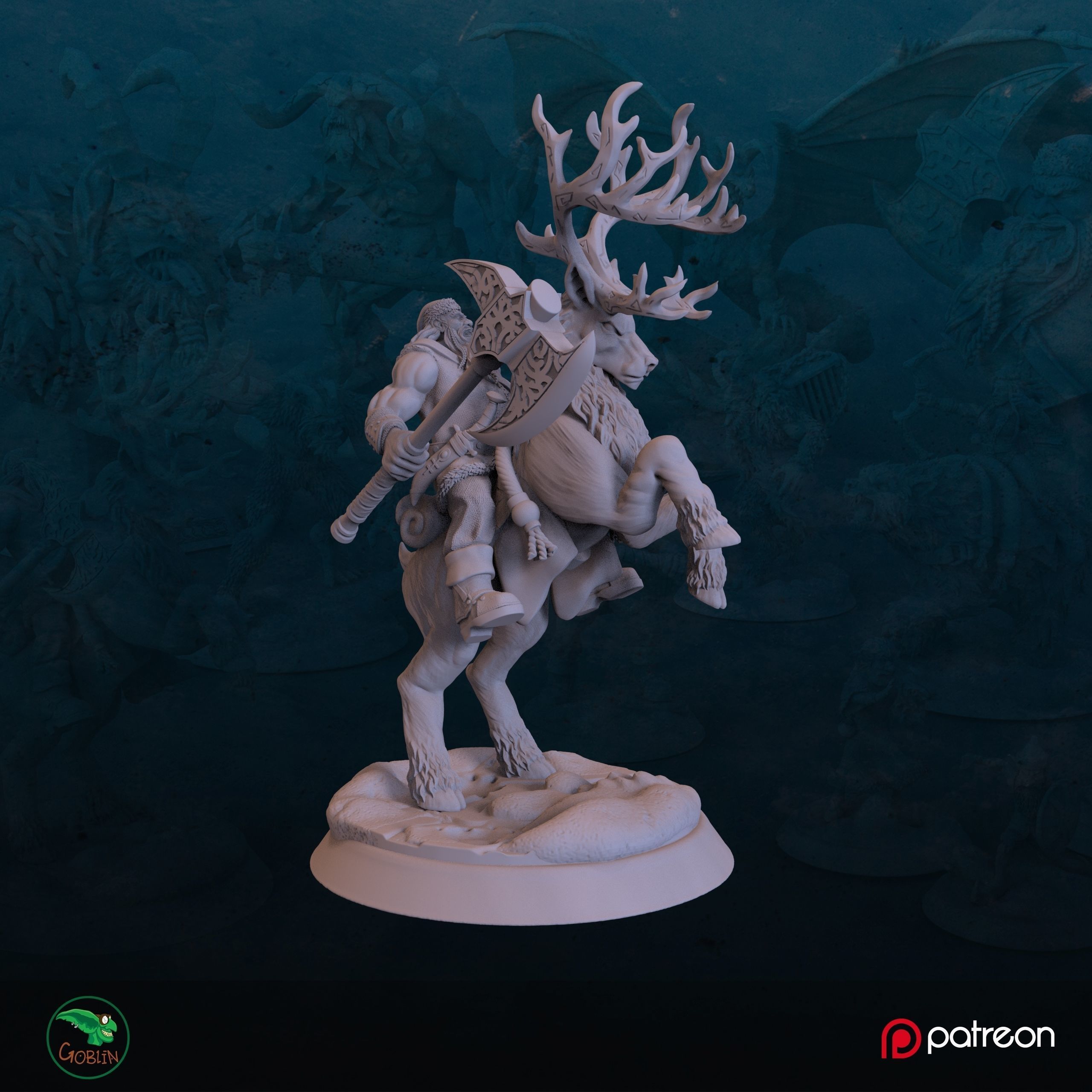 Santa Barbarian w Mount - Christmans Hunt 3D print model_2