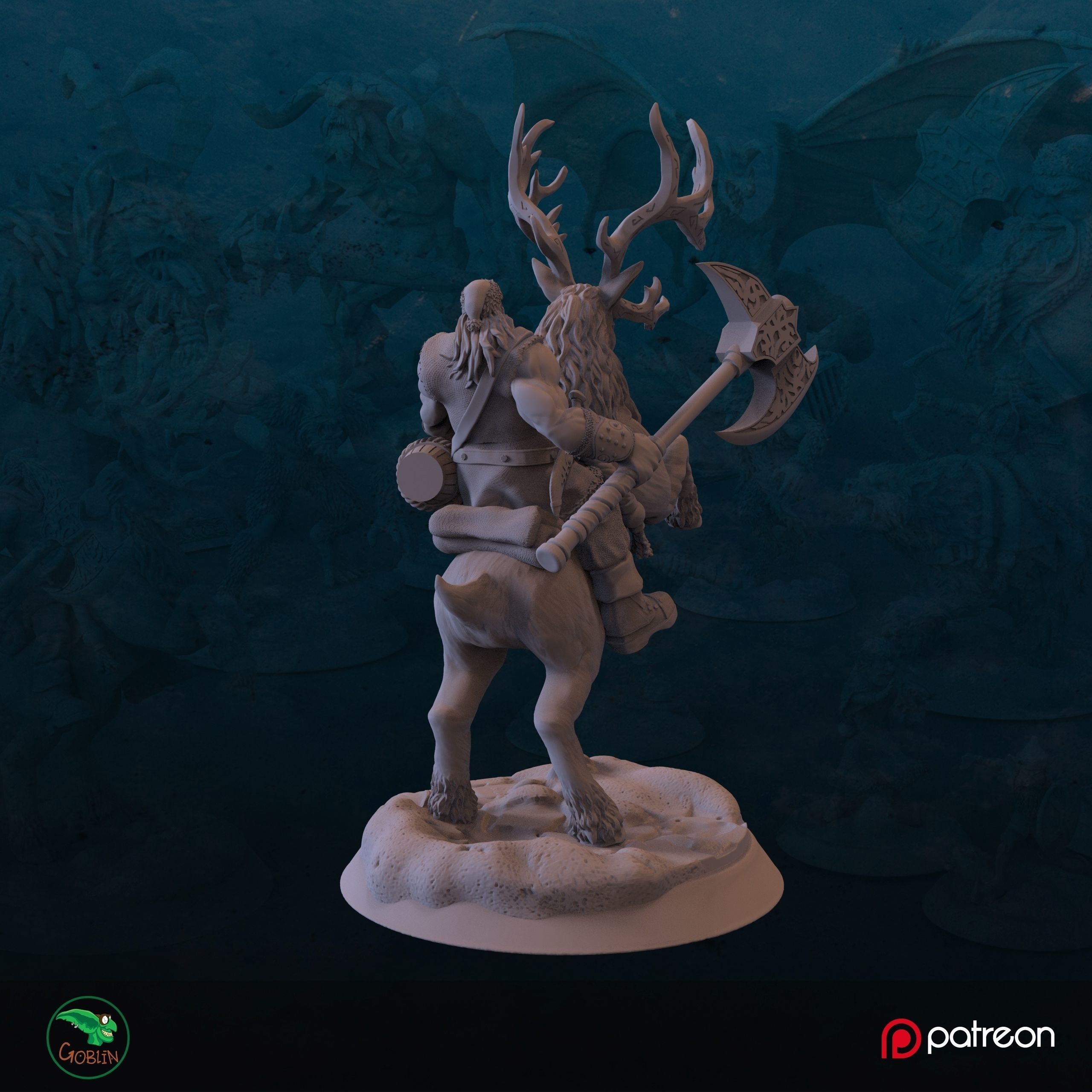 Santa Barbarian w Mount - Christmans Hunt 3D print model_1