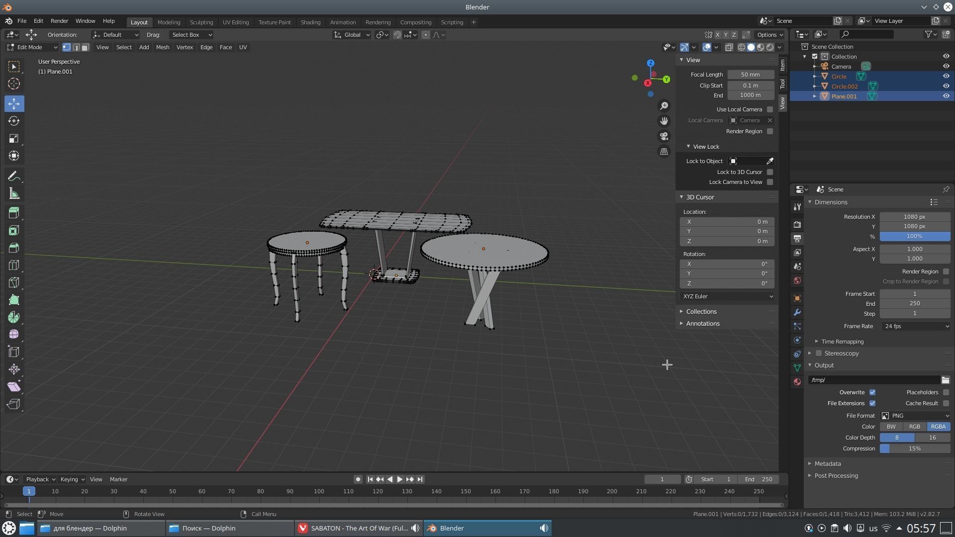 Collection of tables Low-poly 3D model_3