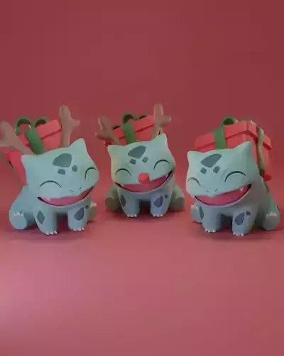 Pokemon - Christmas Bulbasaur with 3 versions 3D print model