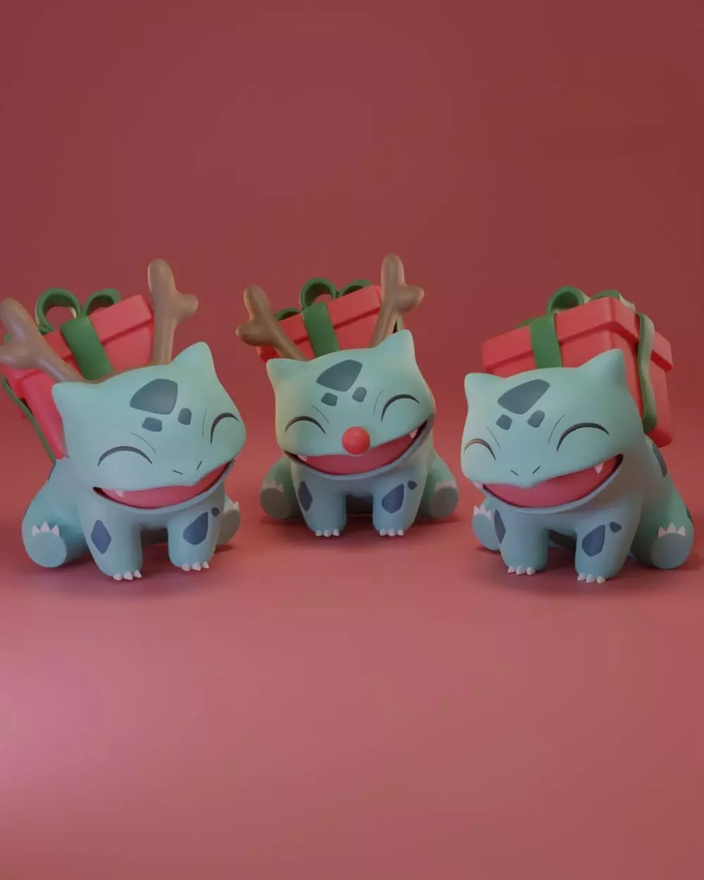 Pokemon - Christmas Bulbasaur with 3 versions 3D print model_0