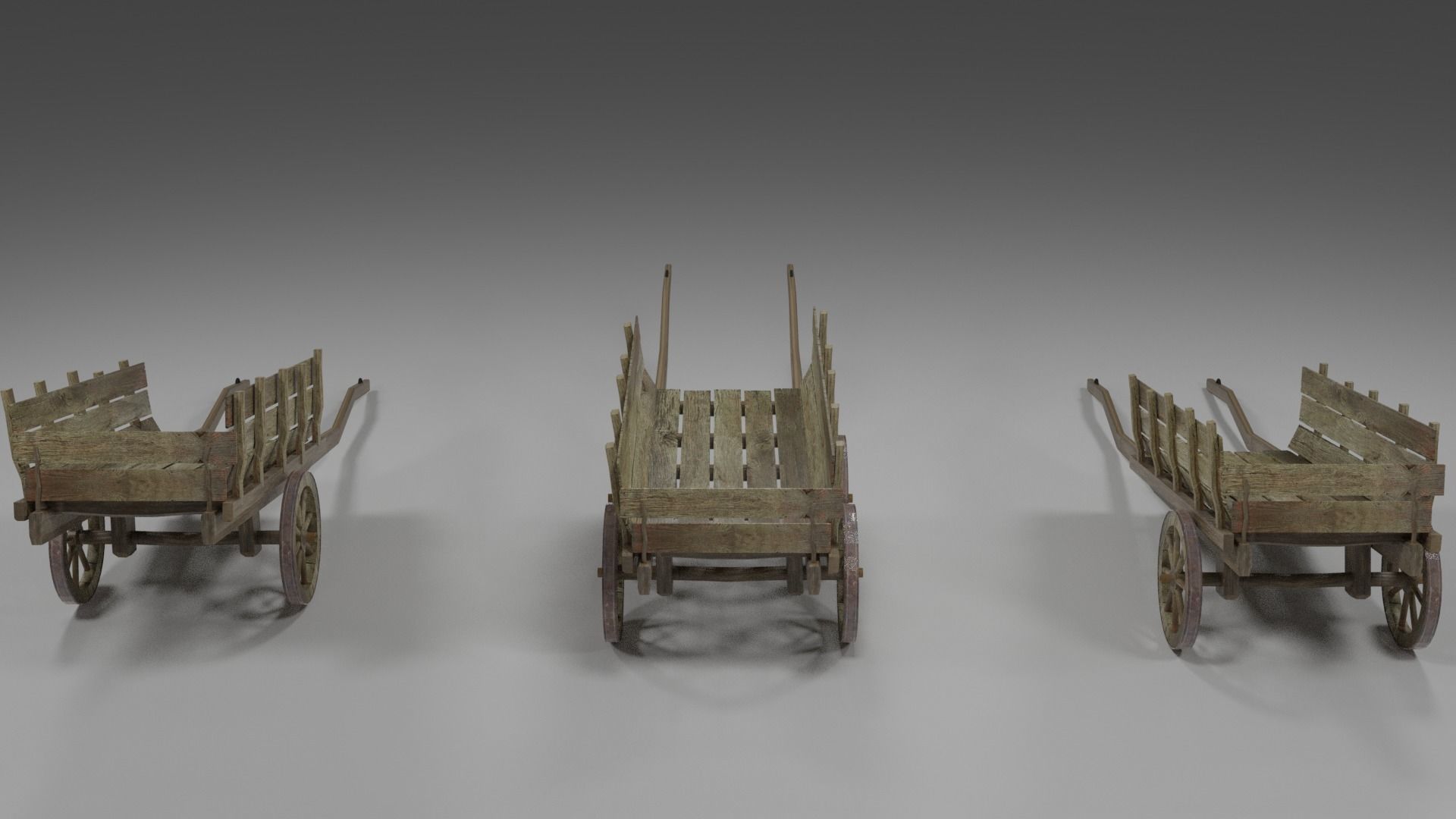 Wooden Cart Free low-poly 3D model_5
