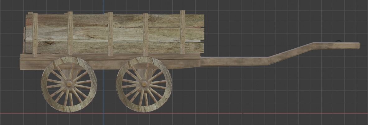 Wooden Cart Free low-poly 3D model_6