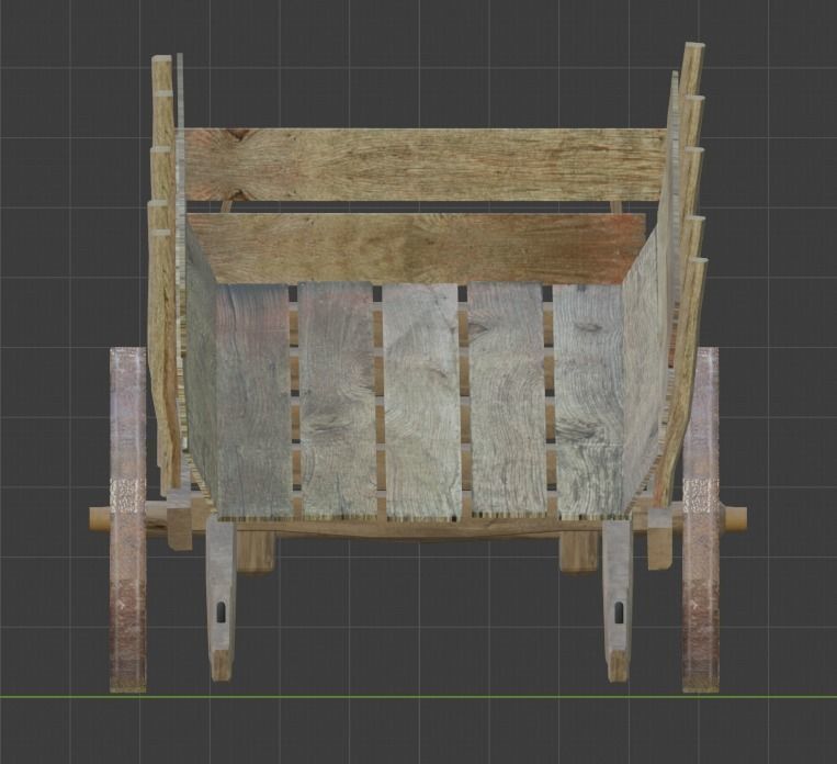 Wooden Cart Free low-poly 3D model_10
