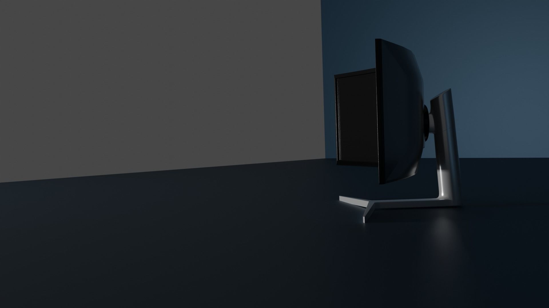 low poly Curved monitor Free 3D model_1