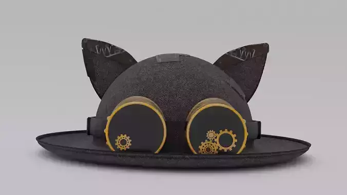 Coconut hat Cat Steampunk Low-poly 3D model